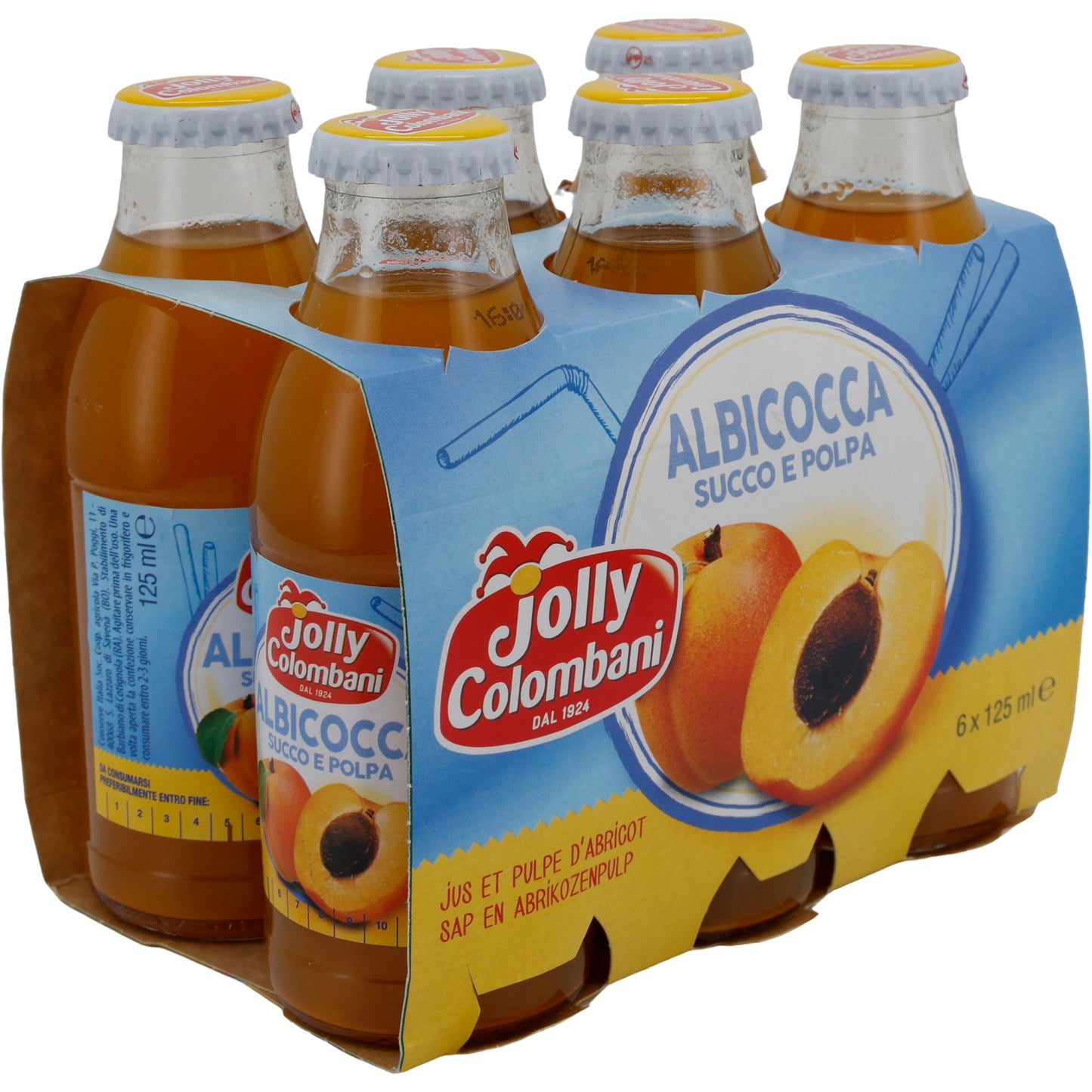 Fruchtsaft Jolly Colombani | Pesca Succo e Polpa | Aprikosensaft mit Fruchtfleisch | 750 ml (6x125 ml)