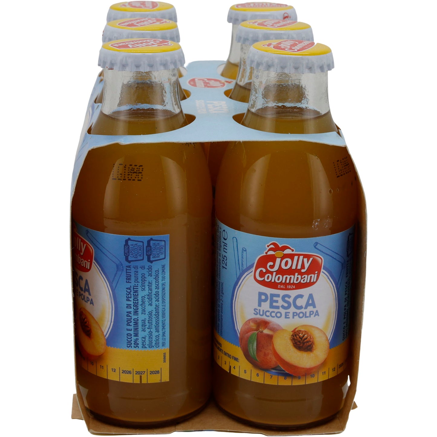 Fruchtsaft Jolly Colombani | Pesca Succo e Polpa | Pfirsichsaft mit Fruchtfleisch | 750 ml (6x125 ml)