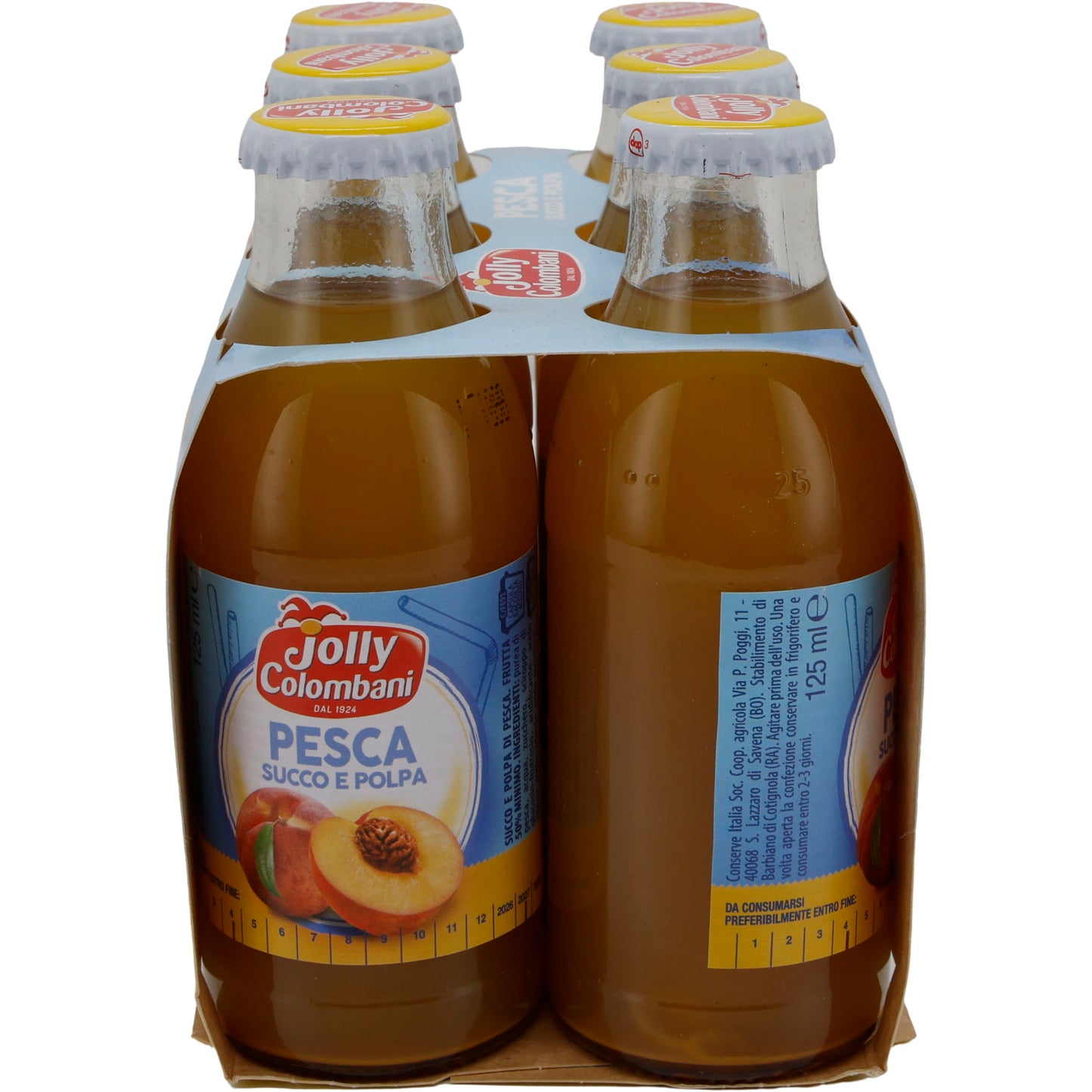 Fruchtsaft Jolly Colombani | Pesca Succo e Polpa | Pfirsichsaft mit Fruchtfleisch | 750 ml (6x125 ml)