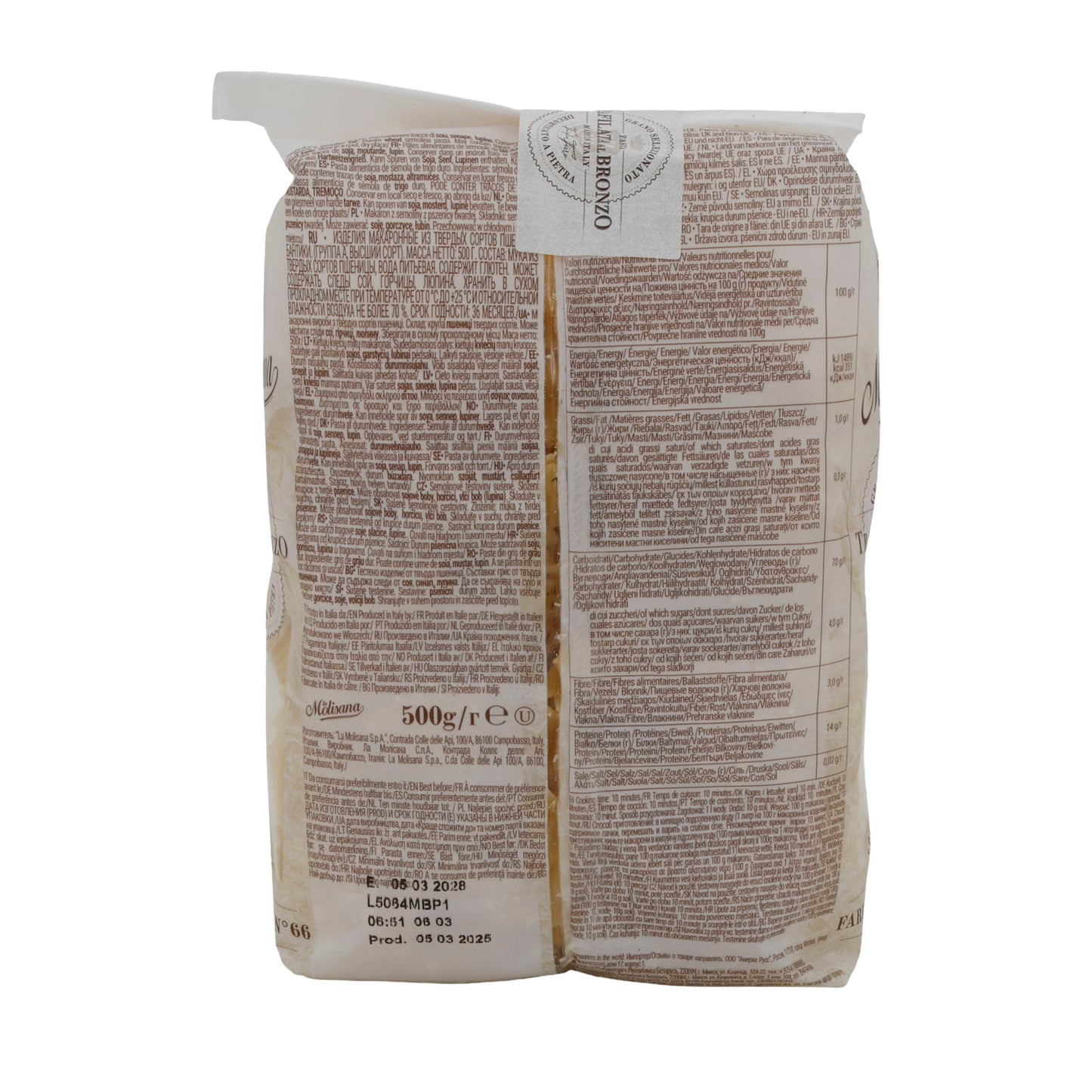 Pasta La Molisana | Farfalle Rigate N°66 | van harde tarwegries | 500 g
