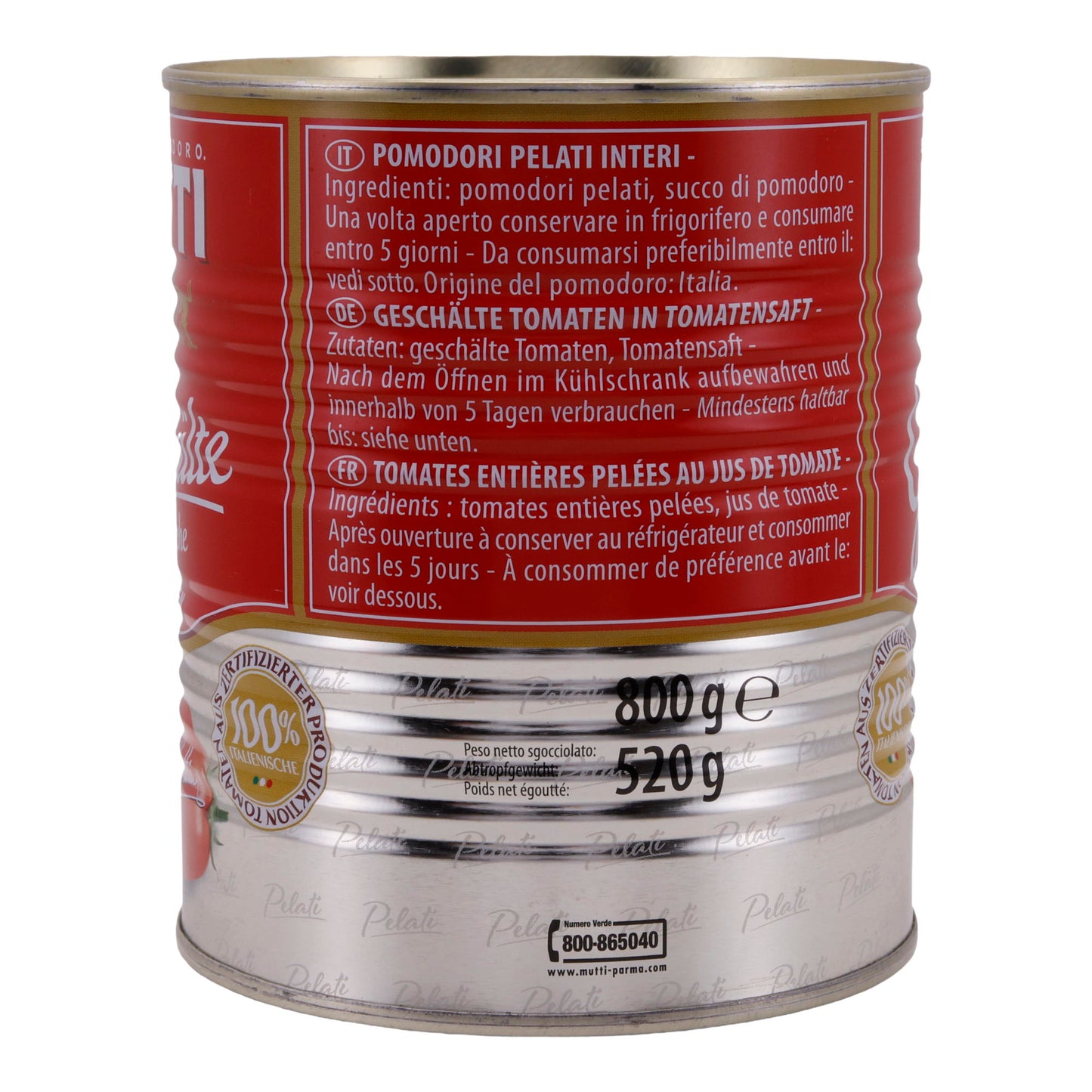 Tomaten Mutti | Geschält in Tomatensaft | Italienisch, Qualität | 800 g