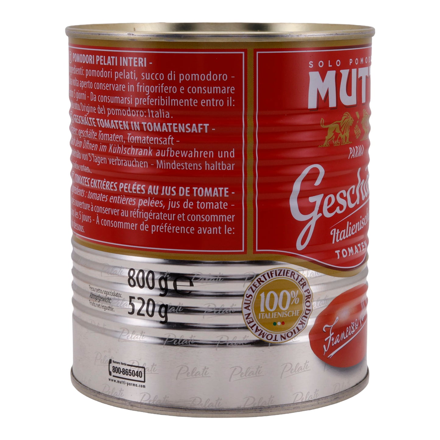 Tomaten Mutti | Geschält in Tomatensaft | Italienisch, Qualität | 800 g