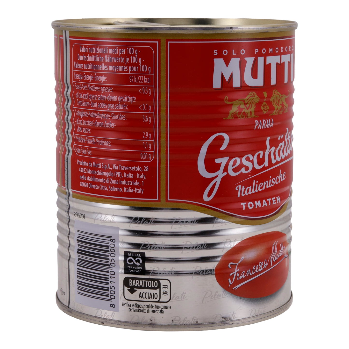Tomaten Mutti | Geschält in Tomatensaft | Italienisch, Qualität | 800 g