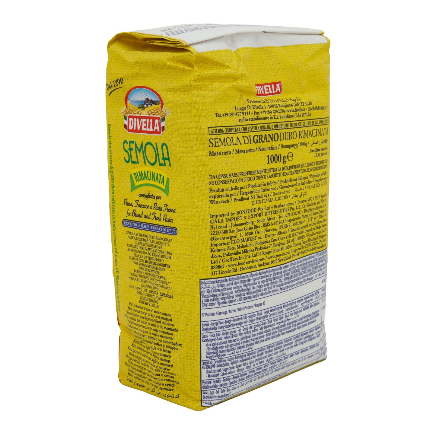 Hartweizengrieß Divella | Semola Rimacinata | Perfect for bread, focaccia, and fresh pasta | 1 kg