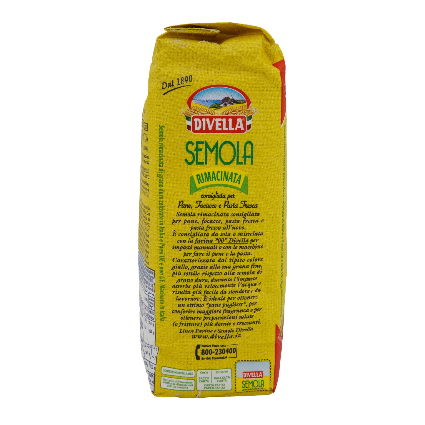 Hartweizengrieß Divella | Semola Rimacinata | Perfect for bread, focaccia, and fresh pasta | 1 kg