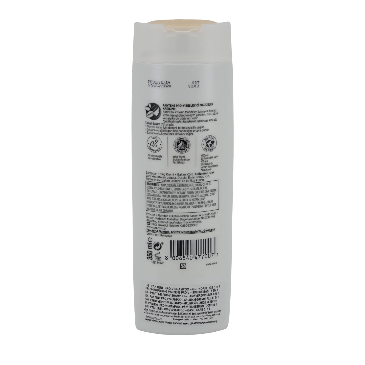 Pantene Pro-V Basic Care Shampoo | Shampoo | 3in1 | 350 ml