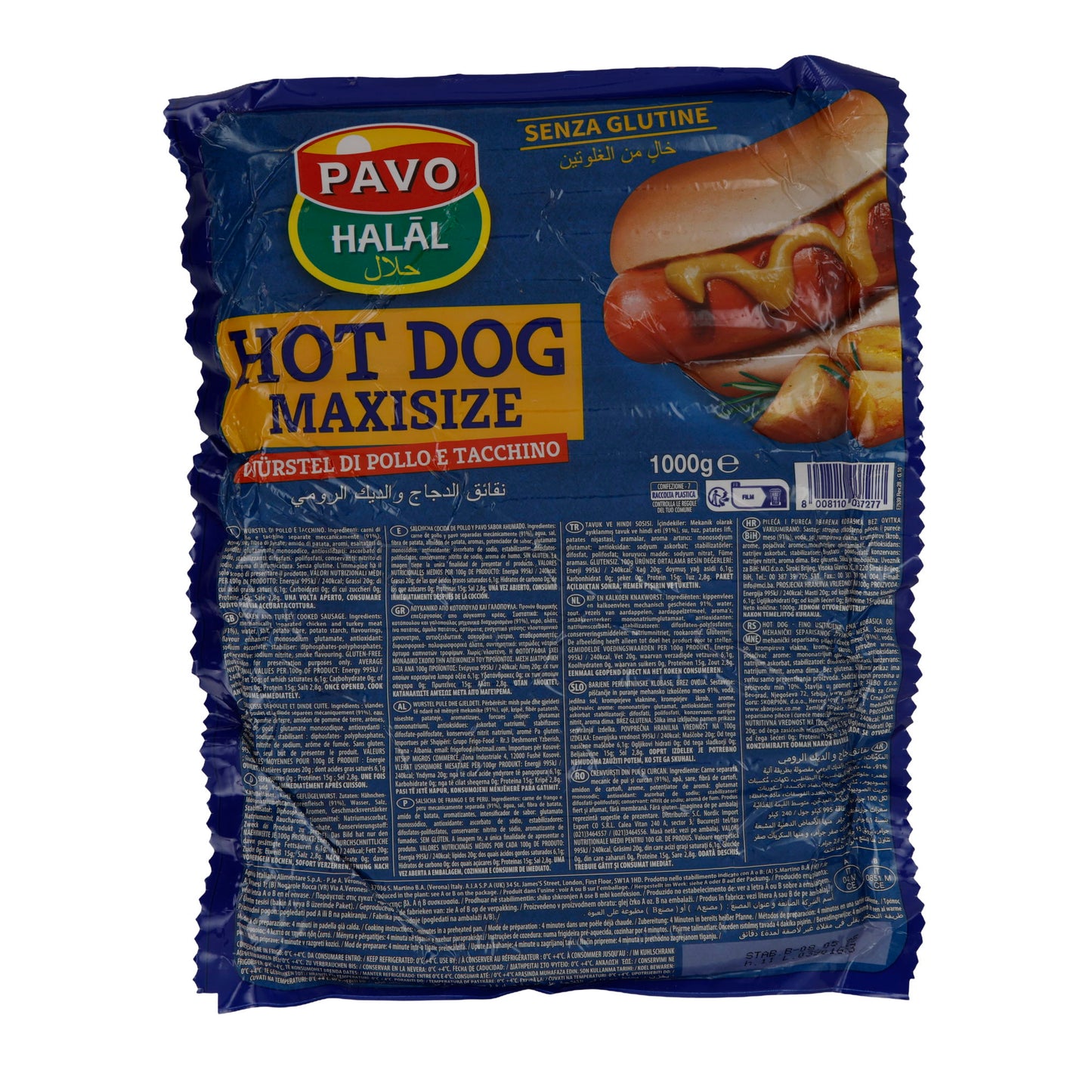 Hot Dog Tacchino Halal | Hot Dog | Senza glutine, certificato halal | 1000 g