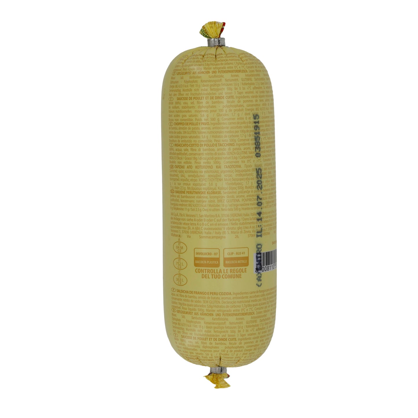Wurstel di pollame AIA Wudy Pop! | Cotto halal, per hot dog e snack | 500 g