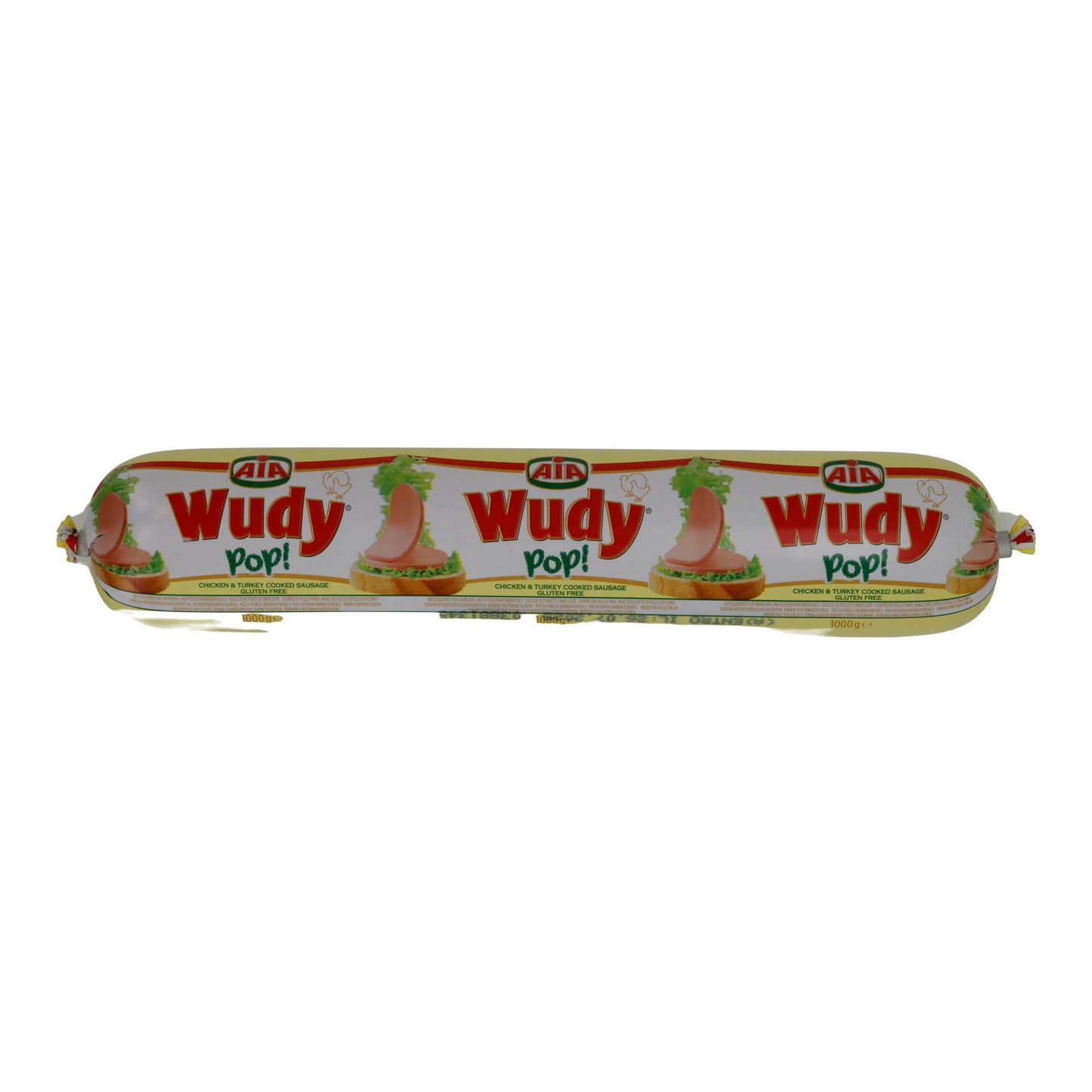 Wurstel di pollame AIA Wudy Pop! | Cotto Halal | Per hot dog e snack | 1000 g