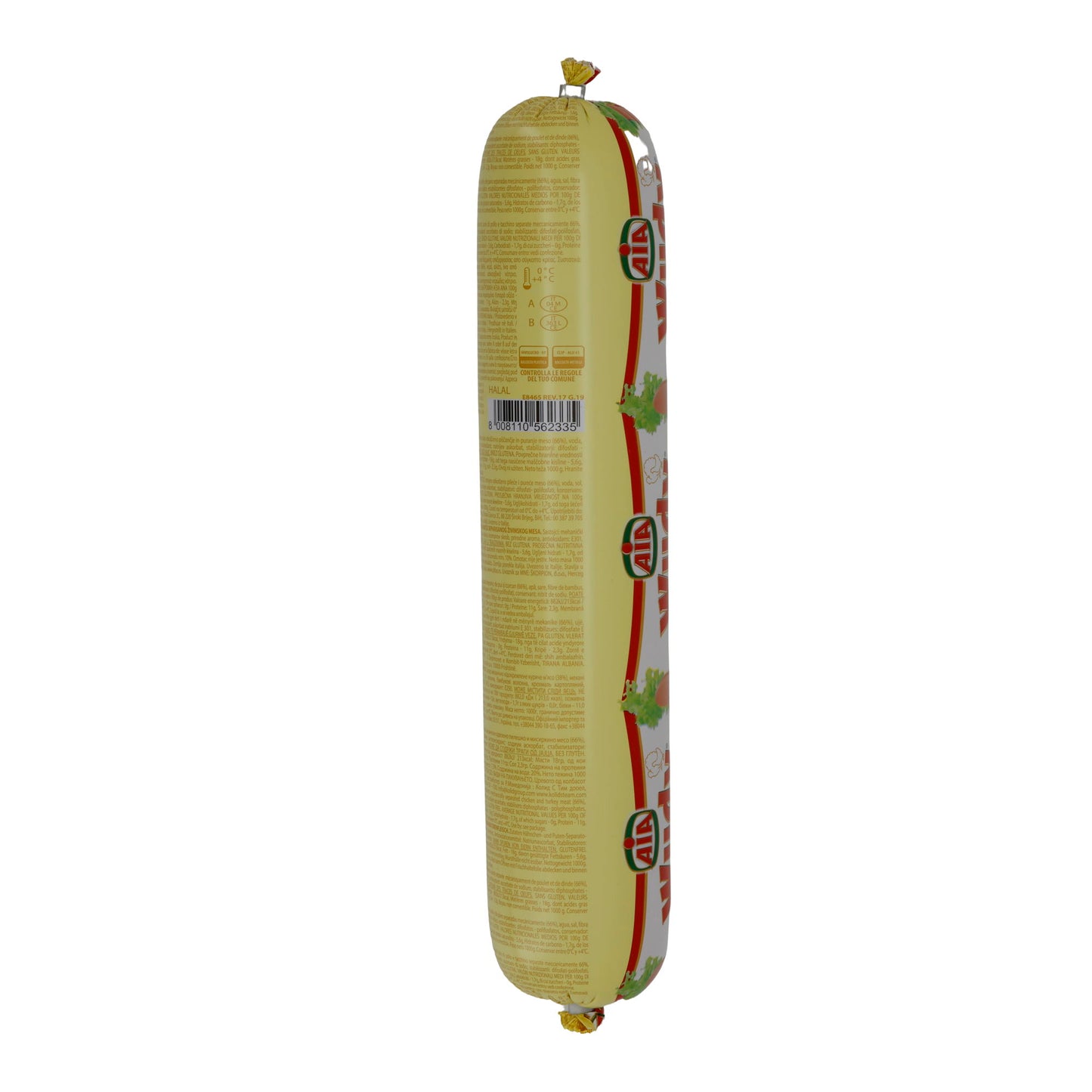 Wurstel di pollame AIA Wudy Pop! | Cotto Halal | Per hot dog e snack | 1000 g