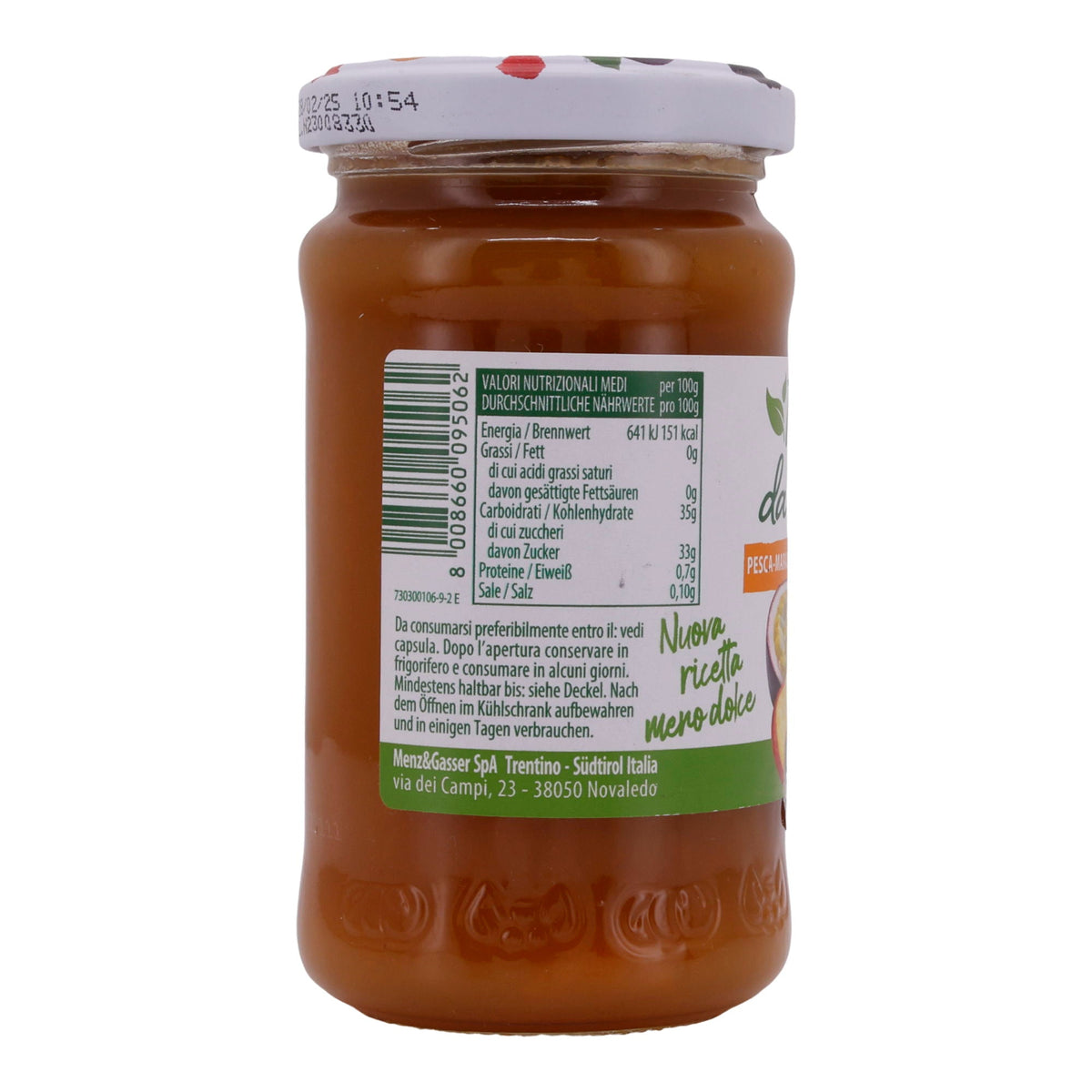 Konfitüre Menz & Gasser | Pfirsich-Maracuja Extra | Fruchtig, 30 % weniger Zucker | 240 g MENZ & GASSER