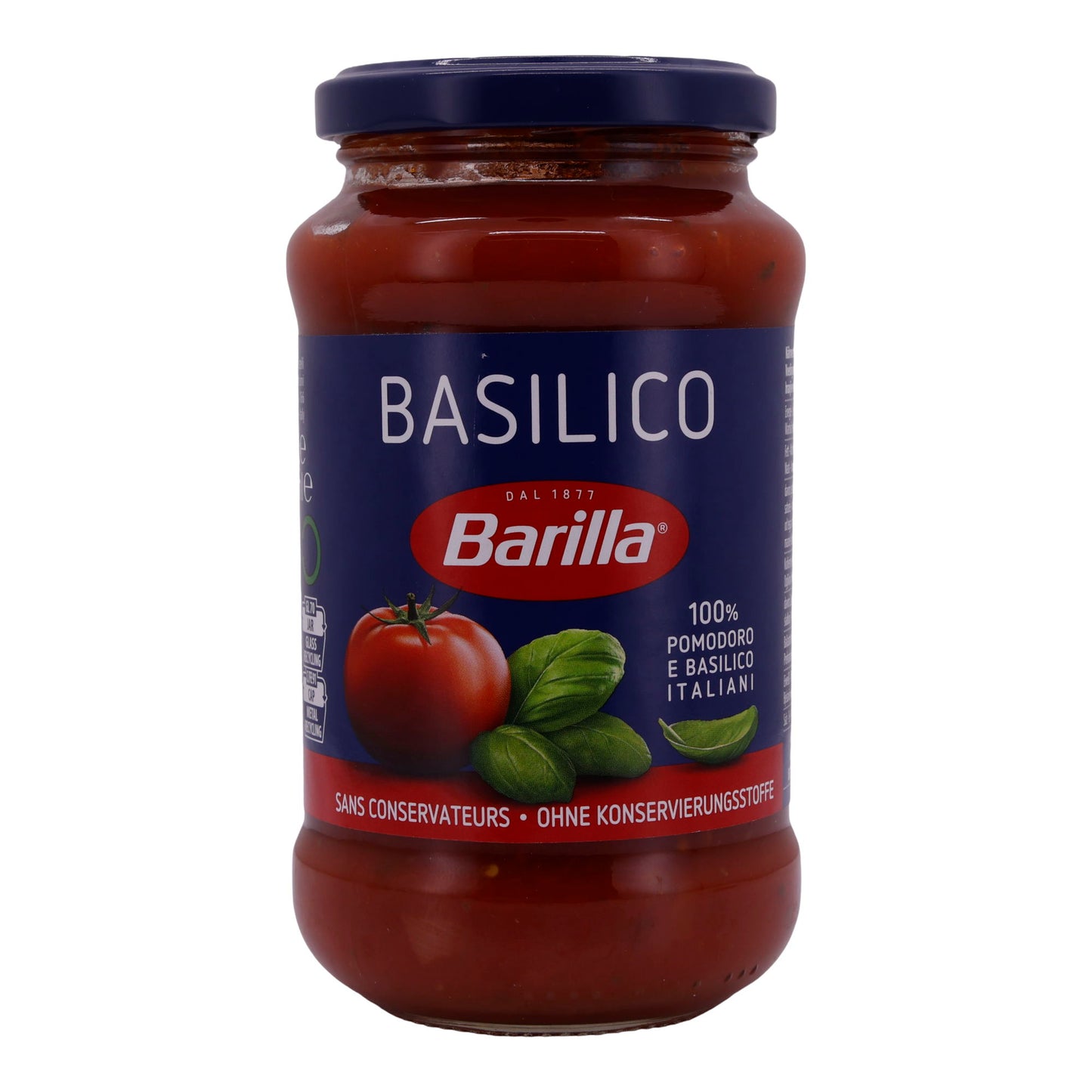 Tomatensauce Barilla | Mit Basilikum | 100 % italienische Tomaten | 400g