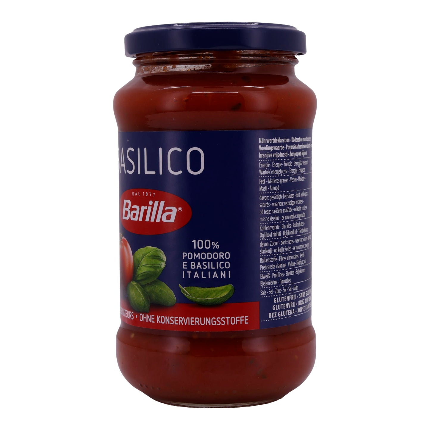 Tomatensauce Barilla | Mit Basilikum | 100 % italienische Tomaten | 400g