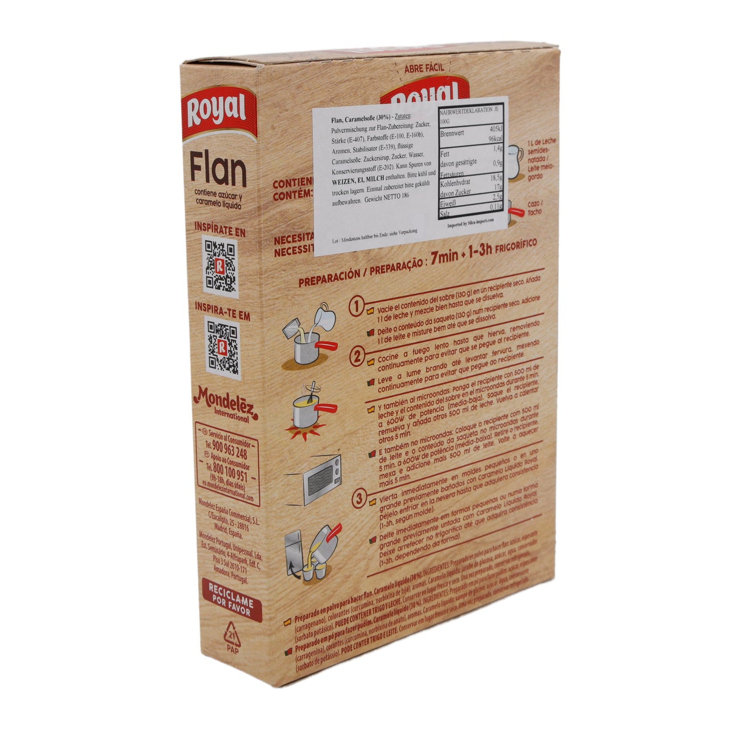 Flan Royal | Con salsa al caramello | Dessert classico dal gusto cremoso, 8 porzioni | 186g