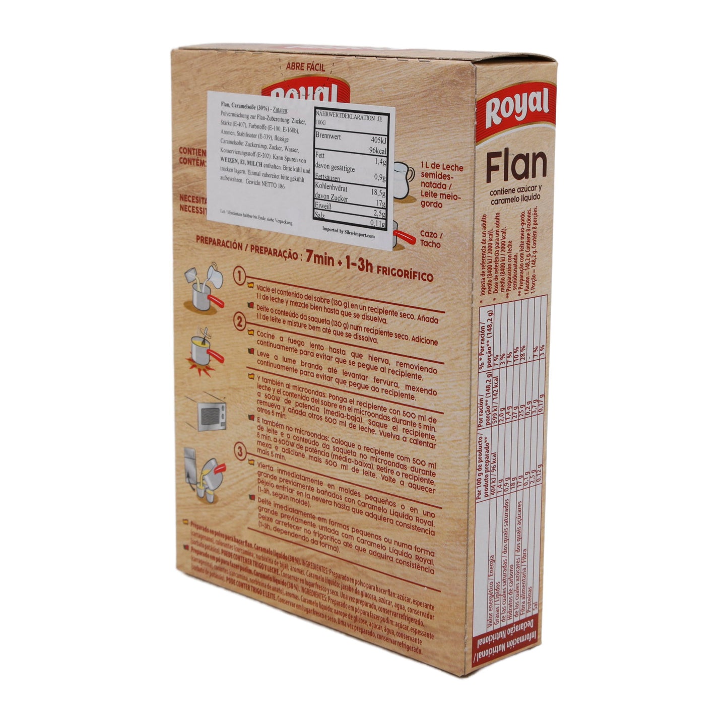 Flan Royal | Con salsa al caramello | Dessert classico dal gusto cremoso, 8 porzioni | 186g
