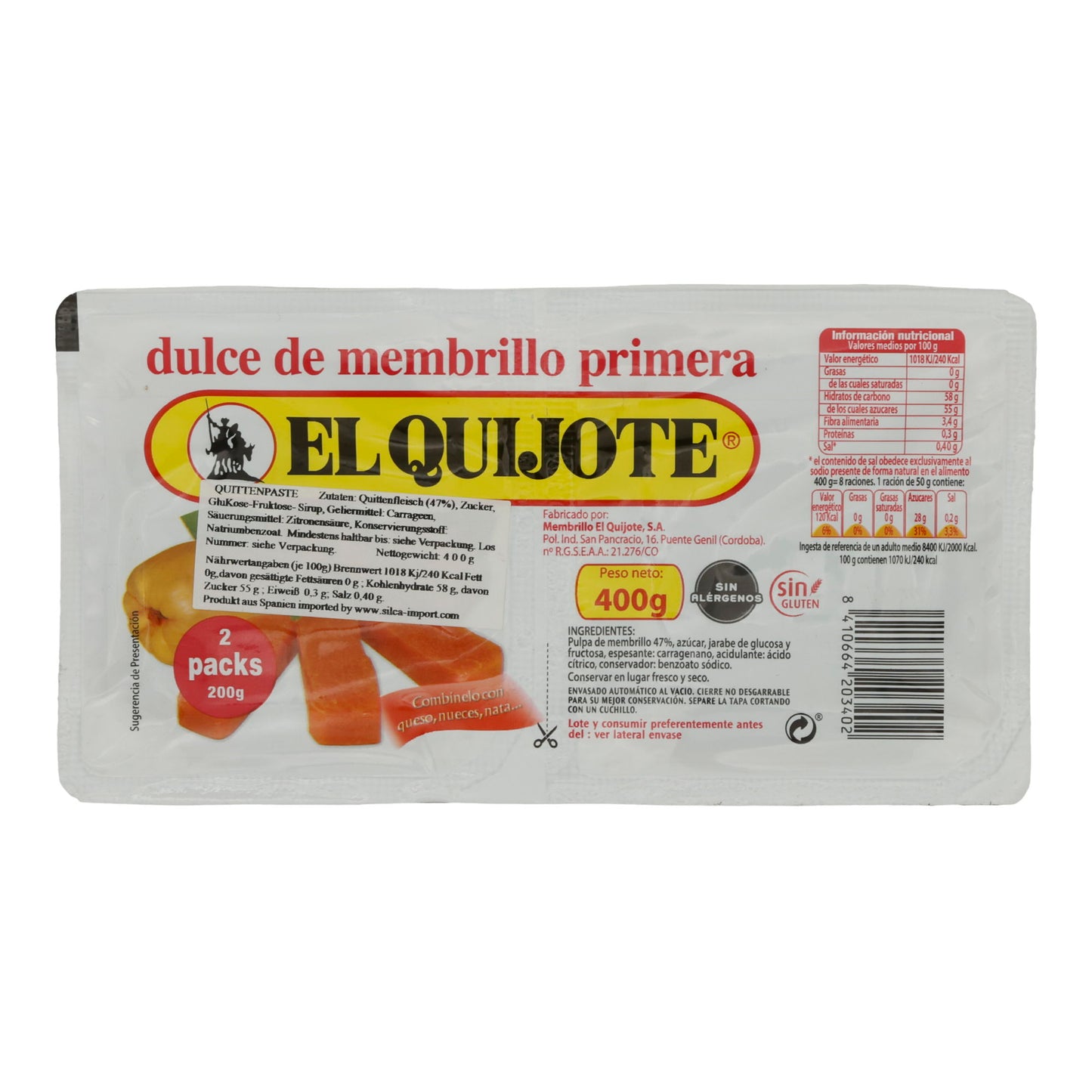 Quince Jelly El Quijote Dulce de Membrillo Primera | delicious | from Spain | 400 g
