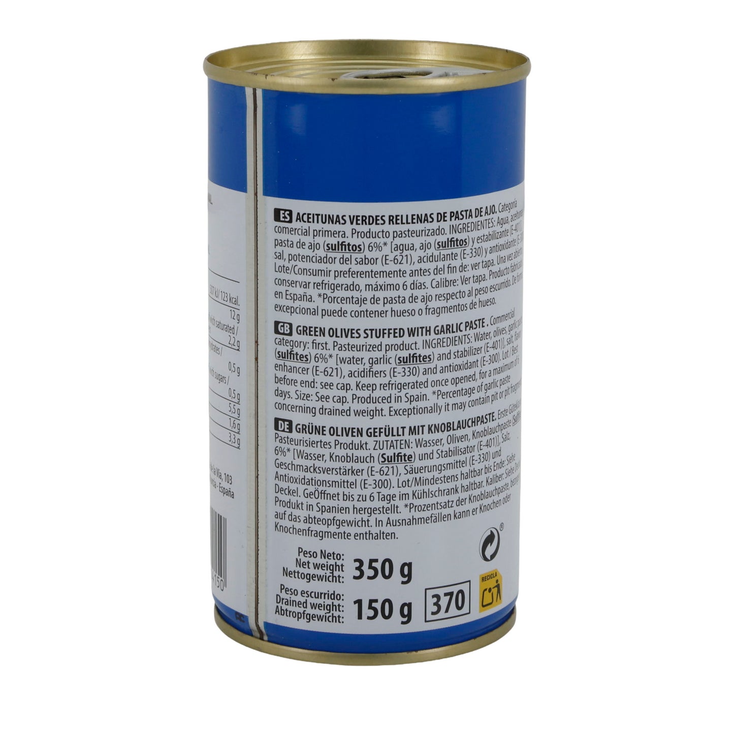 OLIJVEN GEVULD MET KNOFLOOK 350G