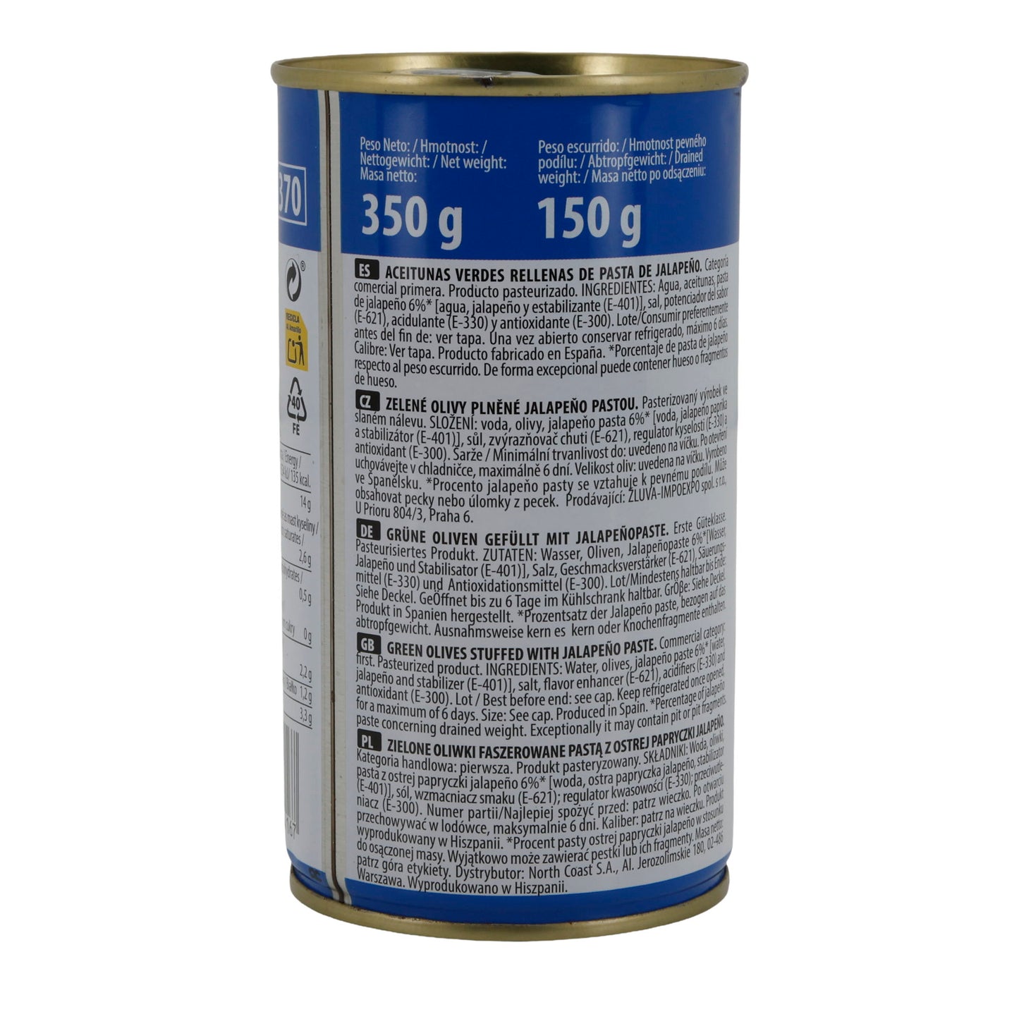 OLIJVEN GEVULD MET JALAPEÑO 350G