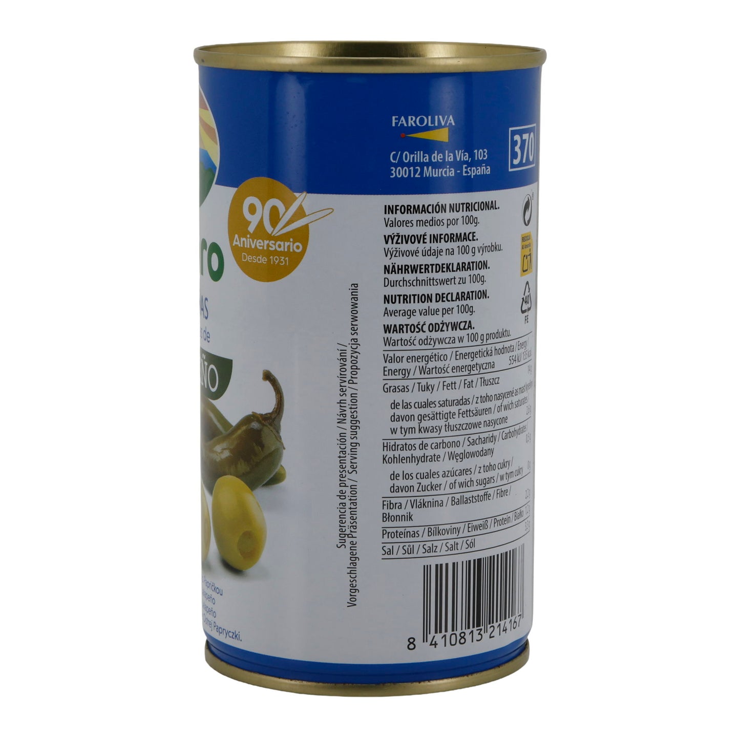 OLIJVEN GEVULD MET JALAPEÑO 350G