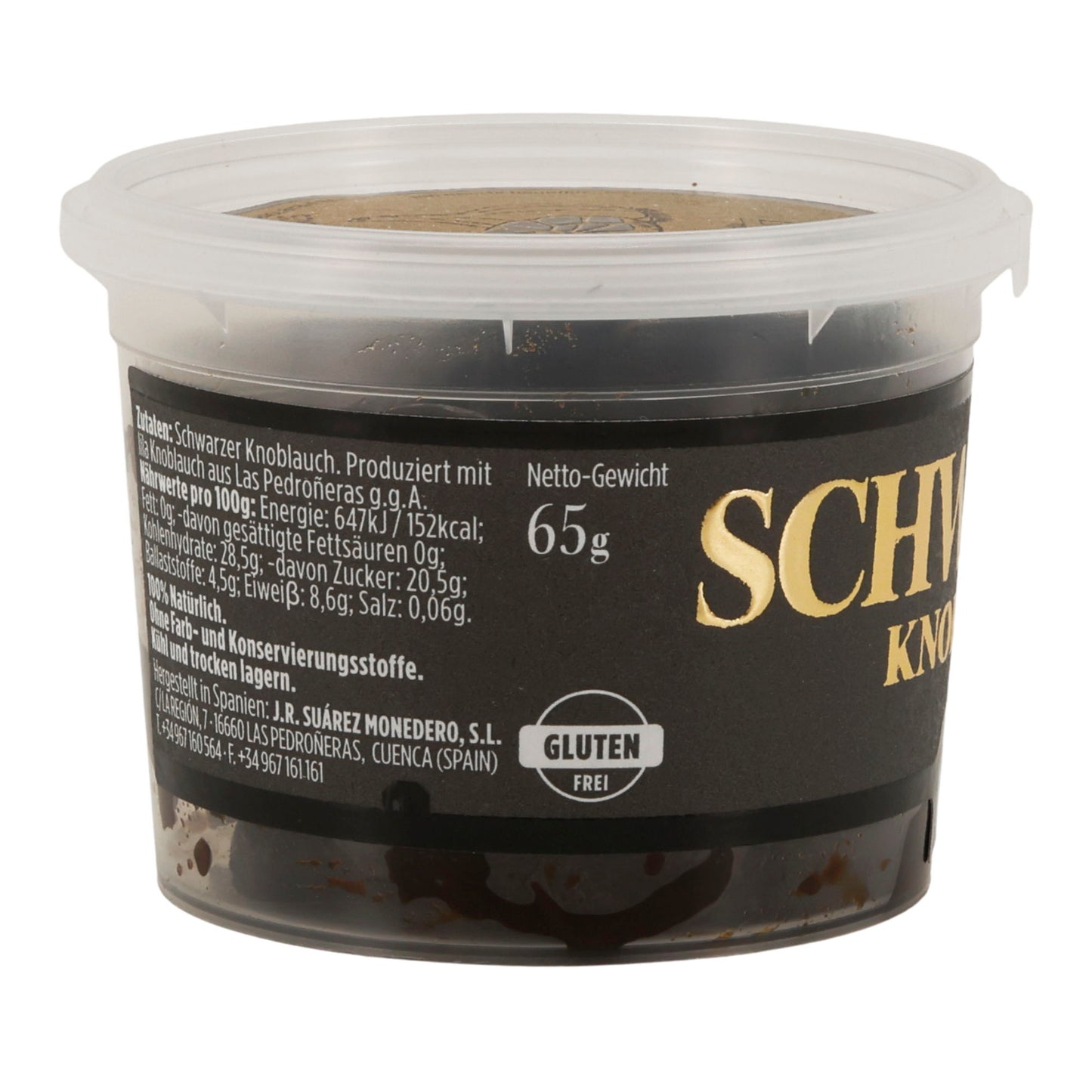 Schwarzer Knoblauch Ajo Negro im Becher – 100 % natürlich (65 g, Familia Suárez, Spanien)