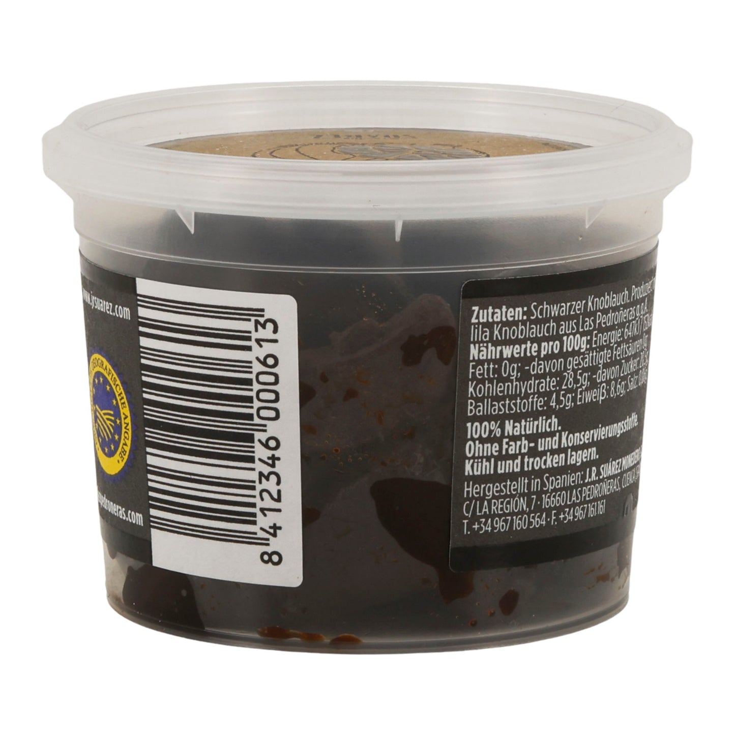 Schwarzer Knoblauch Ajo Negro im Becher – 100 % natürlich (65 g, Familia Suárez, Spanien)