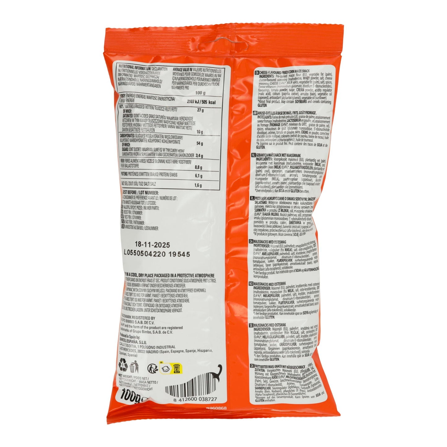 Takis Tortilla-Rollen | Intense Nacho | Mild, Käse-Geschmack | 100 g