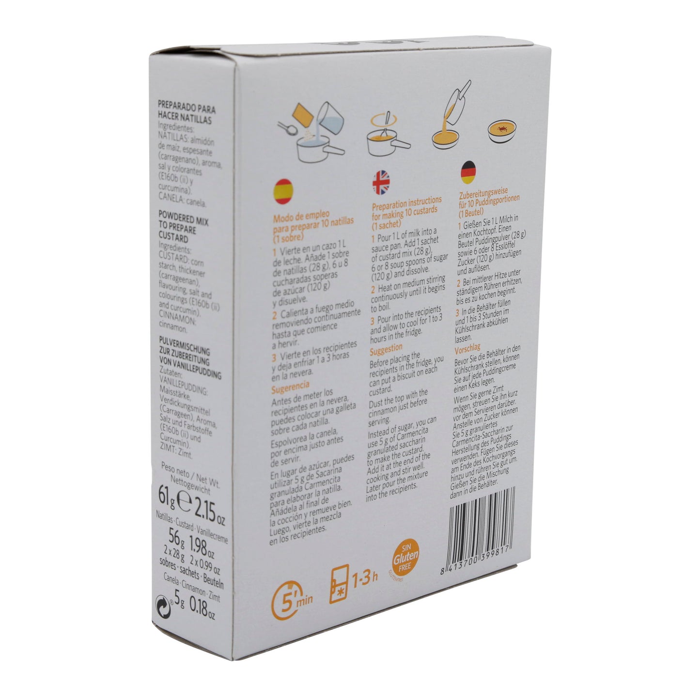 Vanilya pudingi Natillas Kreması tarçınlı | Glutensiz | 20 Porsiyon