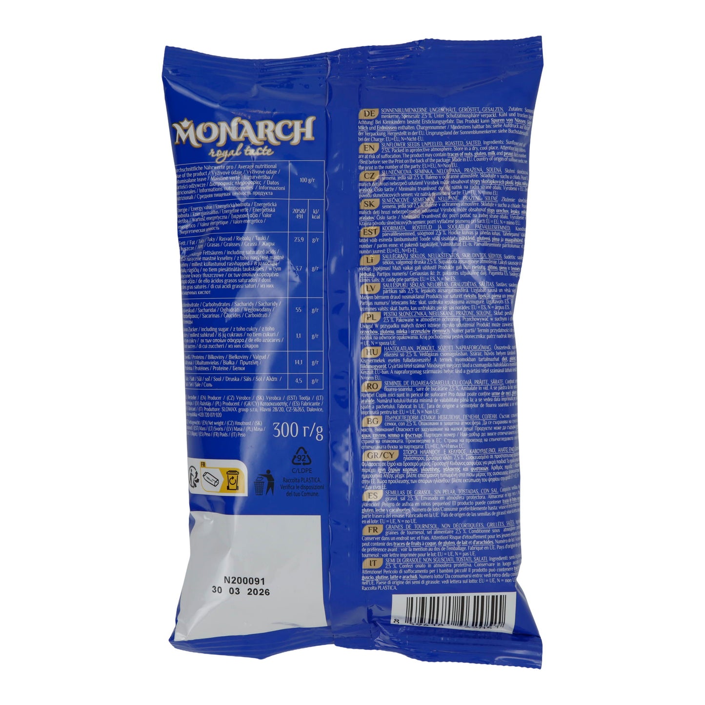Monarch | Sonnenblumenkerne geröstet & gesalzen | mit Meersalz | 300 g
