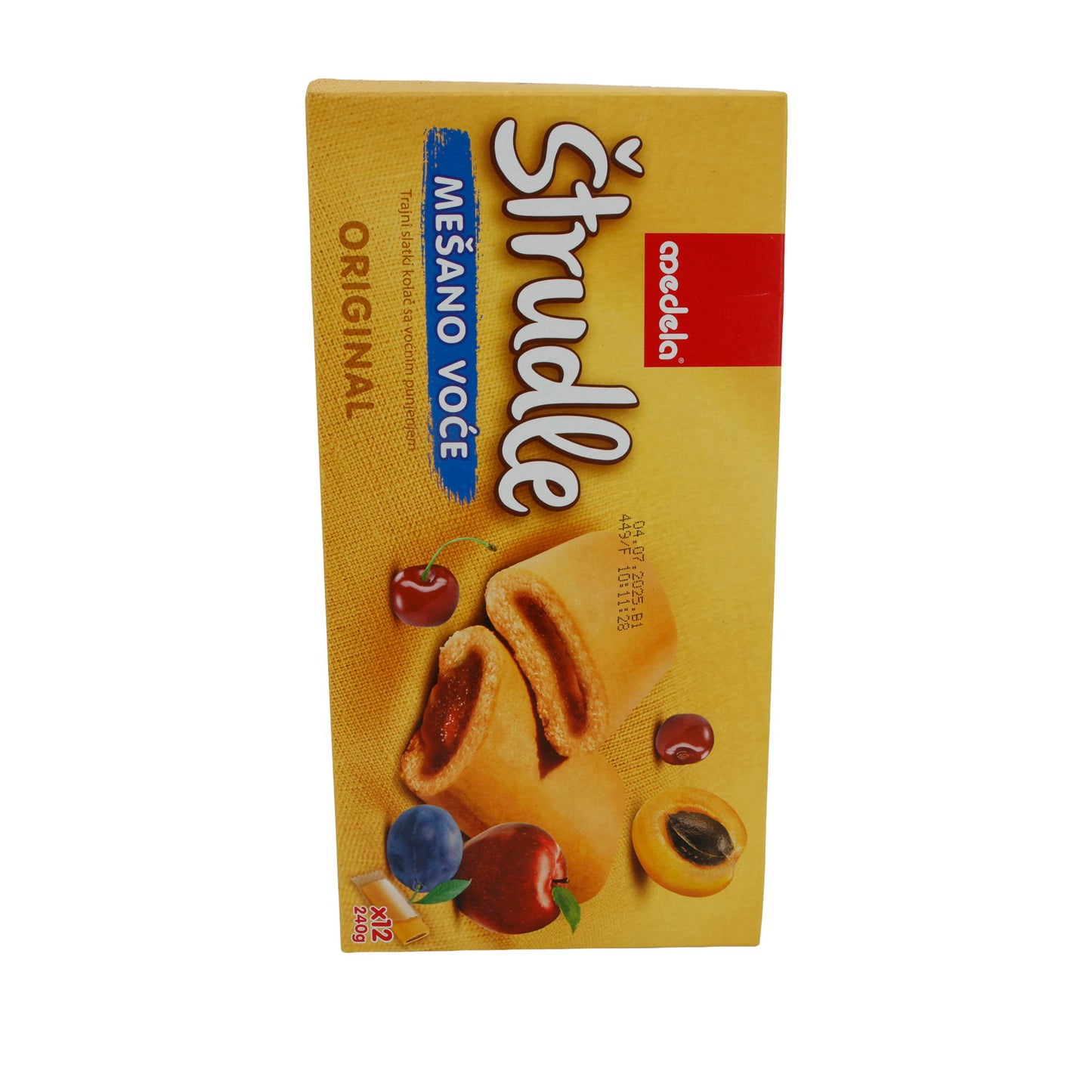 Strudel Medela | Štrudle Mešano Voće | Mit gemischtem Fruchtgeschmack (Pflaume, Apfel, Kirsche, Aprikose) | 12 Stück (240 g)