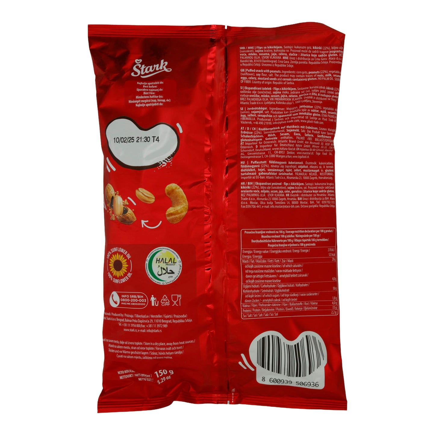 Erdnuss-Snack Smoki | Maisflips | Knusprig, intensiver Erdnussgeschmack | 150 g STARK