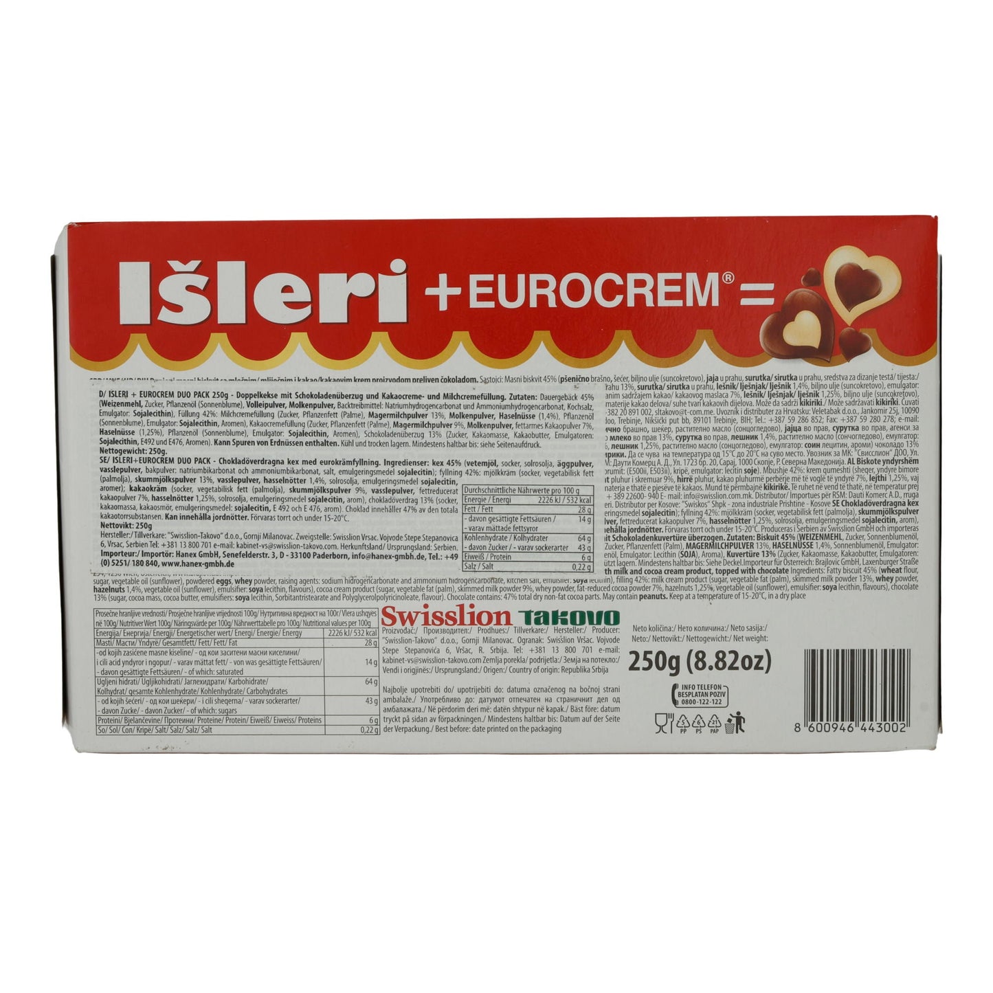 Kekse Išleri + EUROCREM | Duo Pack | Mit schwarzer und weißer Cremefüllung | 250g TAKOVA EUROCREM