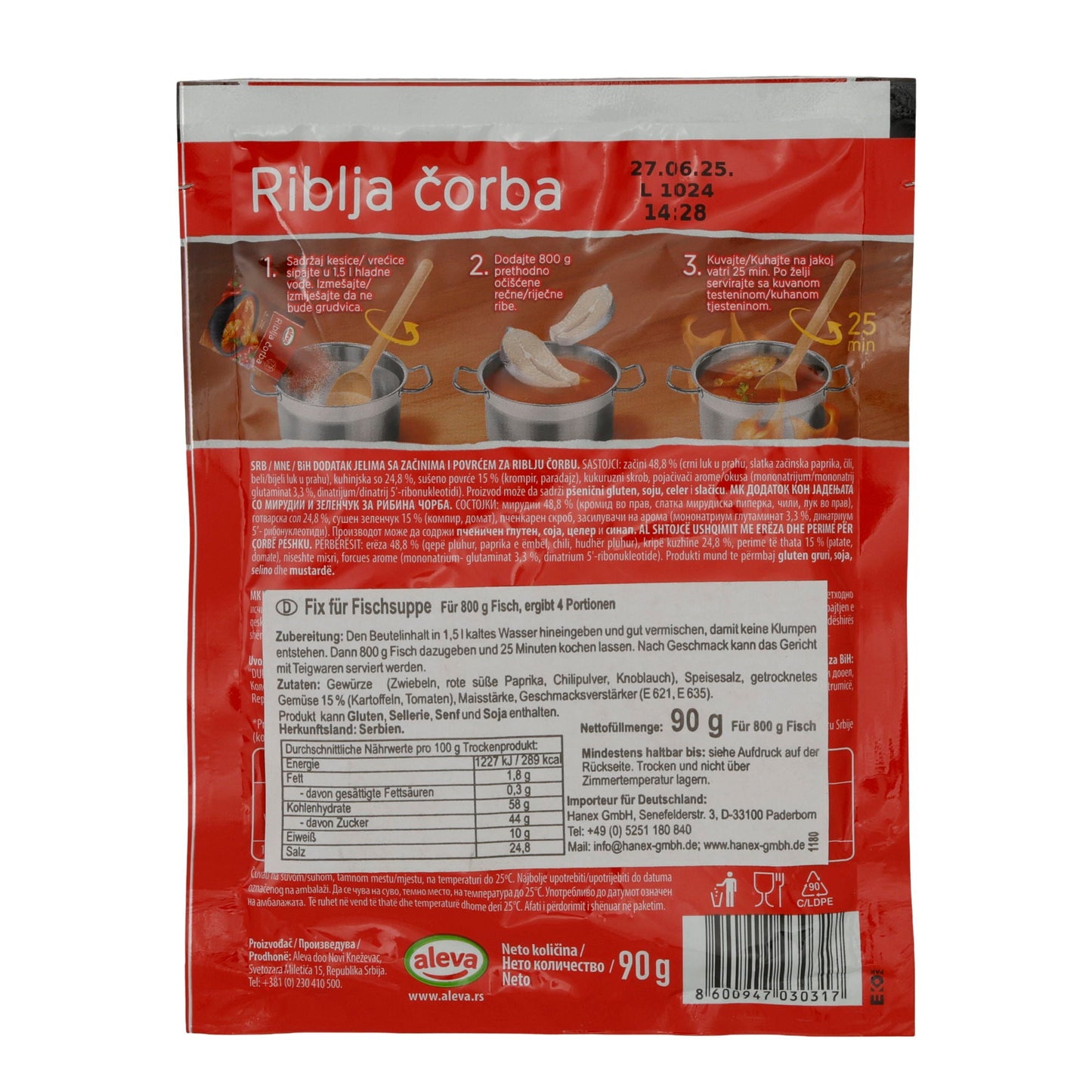 Fischsuppen-Gewürz Aleva | Riblja Čorba | Serbisch | 90 g ALEVA