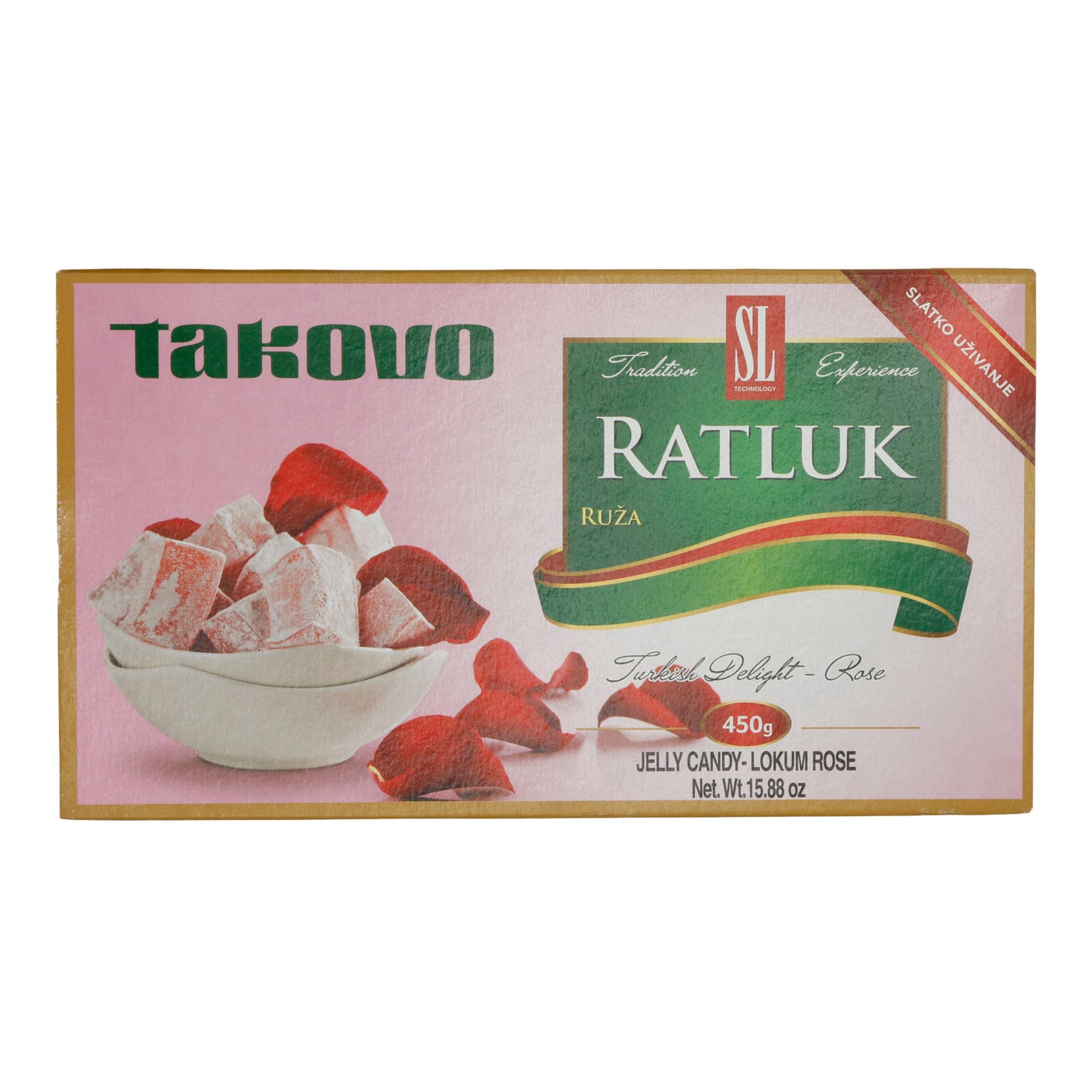 Lokum Takovo | Ratluk Rose | Turkse honing met rozenaroma | 450 g