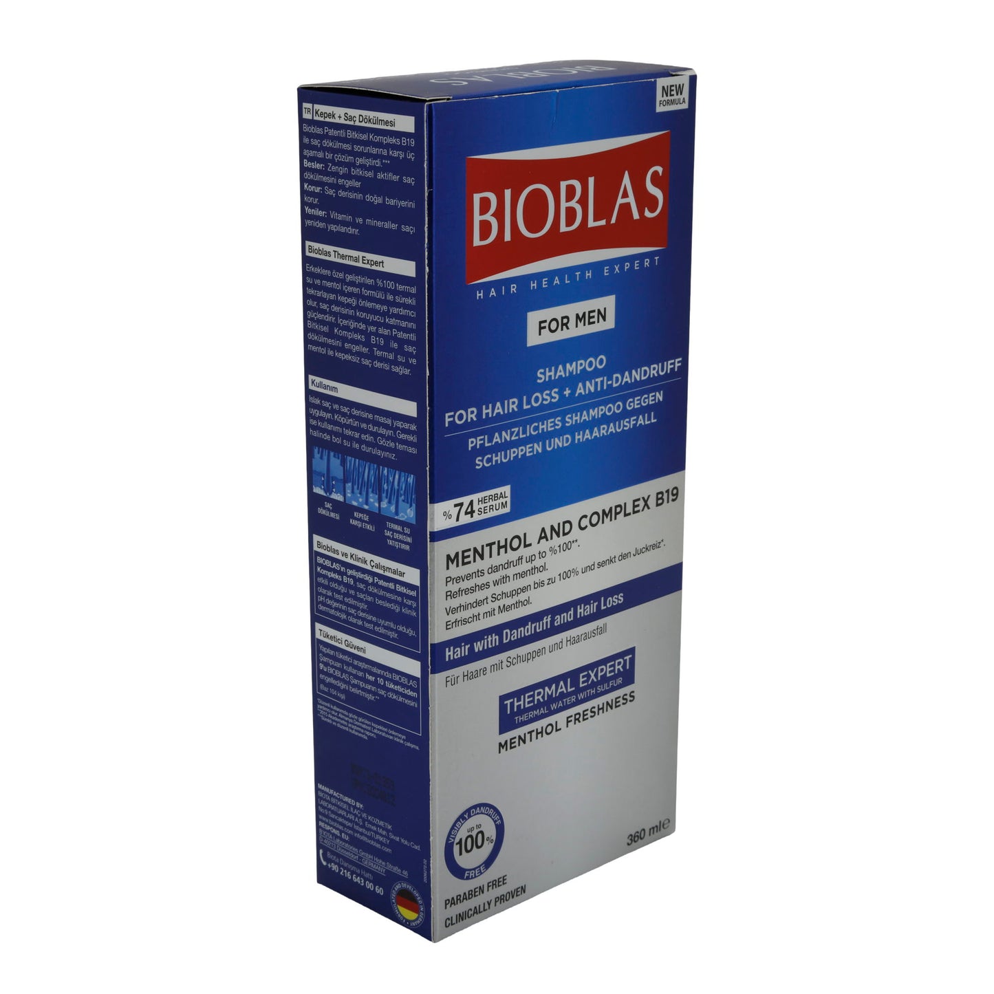 Bioblas Erkekler İçin Şampuan | Kepek ve Saç Dökülmesine Karşı Mentollü | 360 ml