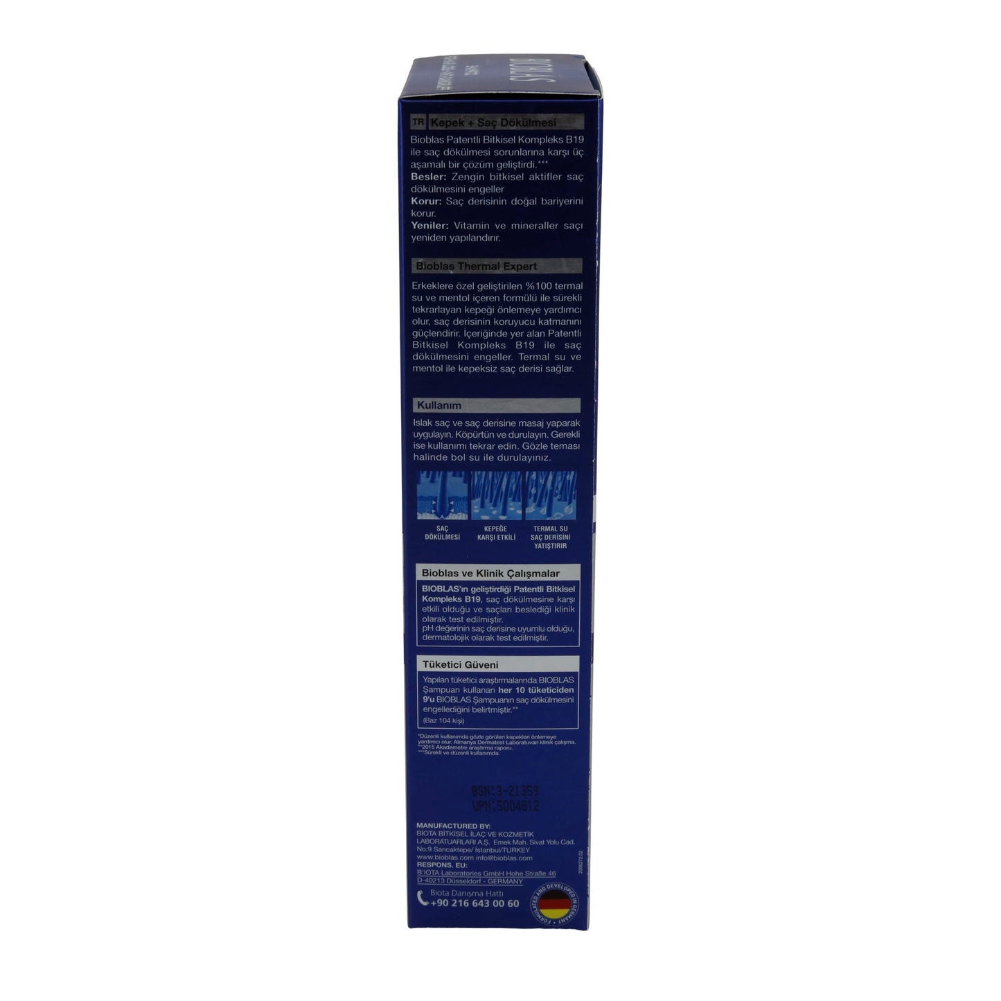 Bioblas Erkekler İçin Şampuan | Kepek ve Saç Dökülmesine Karşı Mentollü | 360 ml
