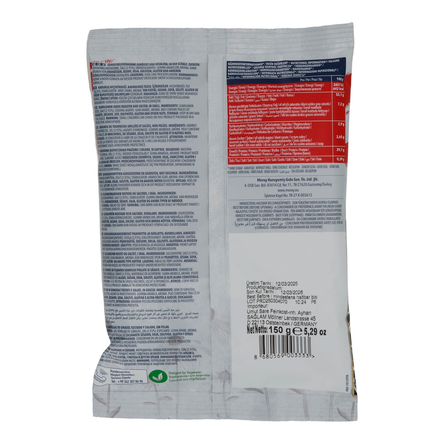 Ayçekirdeği Rafik | Tuzlu | Kabuklu | 150 g Poşet