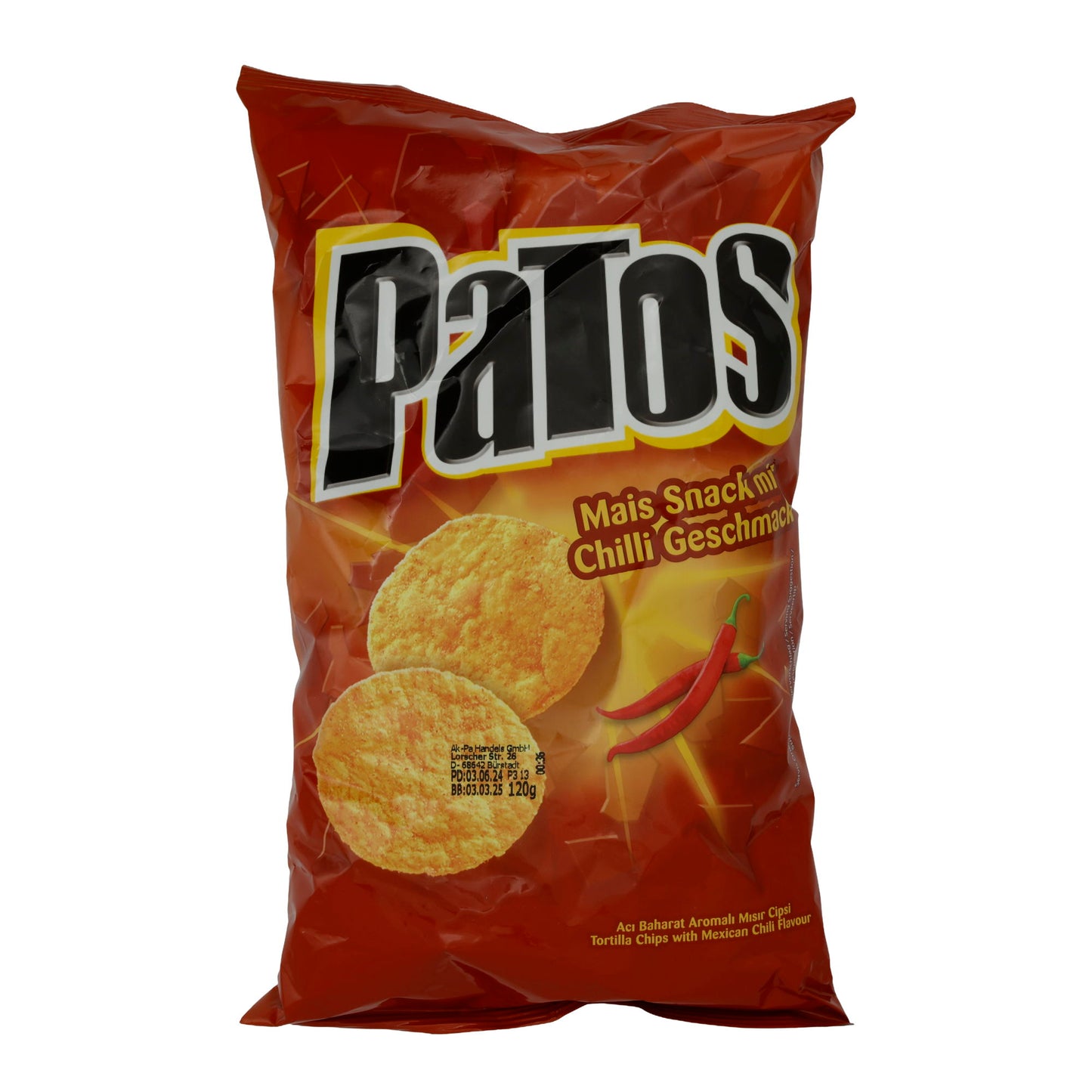 Mais Snack Patos | Chili Flavor | Crispy Tortilla Chips for Spicy Enjoyment | 120 g