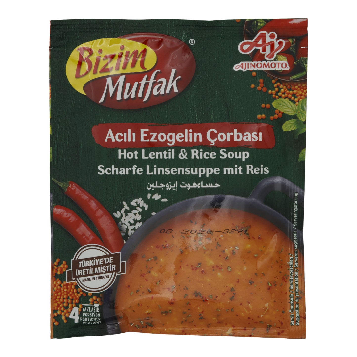 Linzensoep Bizim Mutfak | Pittige Ezogelin Soep | Pittig, met rijst, voor 1 liter soep | 79 g