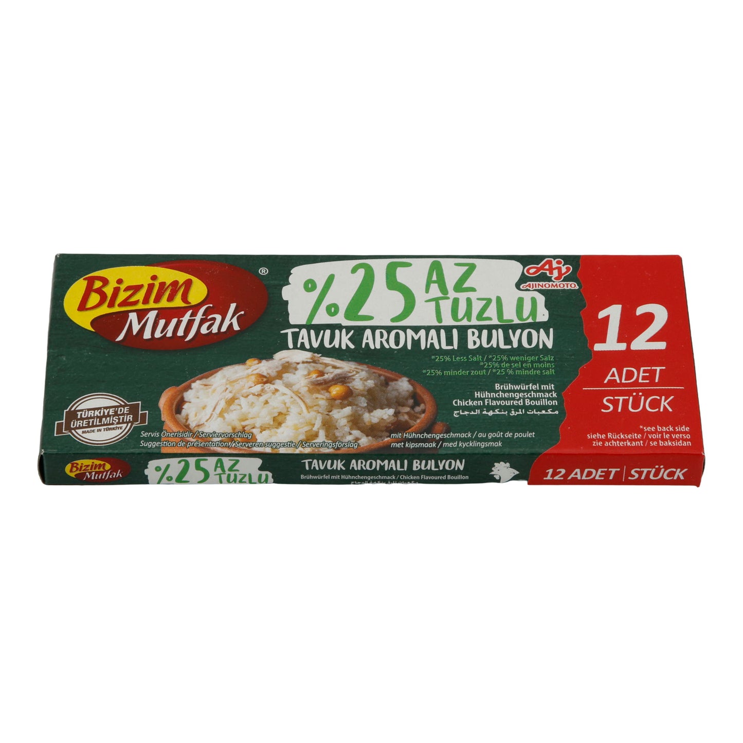 Brühewürfel Bizim Mutfak | Hühnerbrühewürfel | 25 % weniger Salz | 12 Stück, 120 g