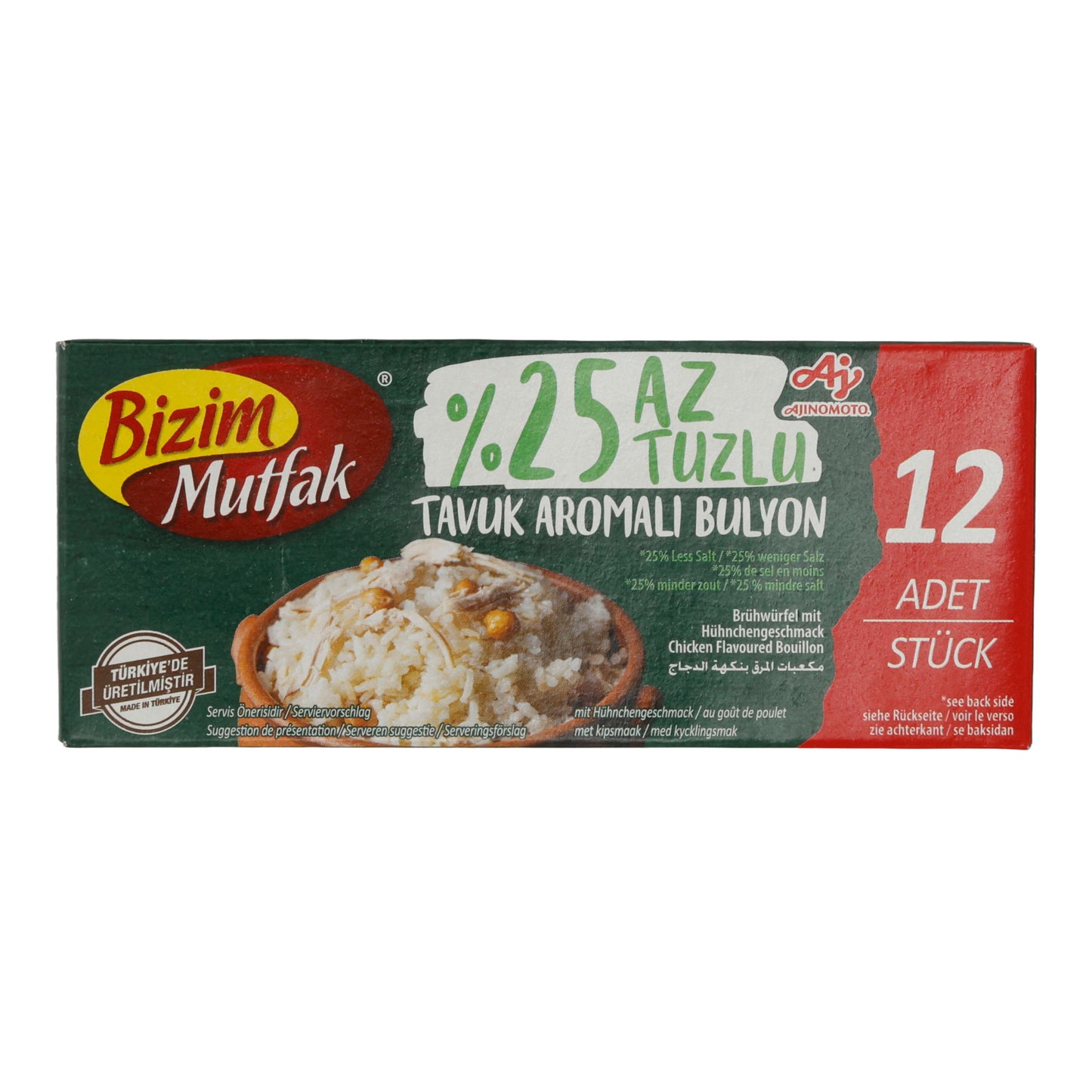 Brühewürfel Bizim Mutfak | Hühnerbrühewürfel | 25 % weniger Salz | 12 Stück, 120 g