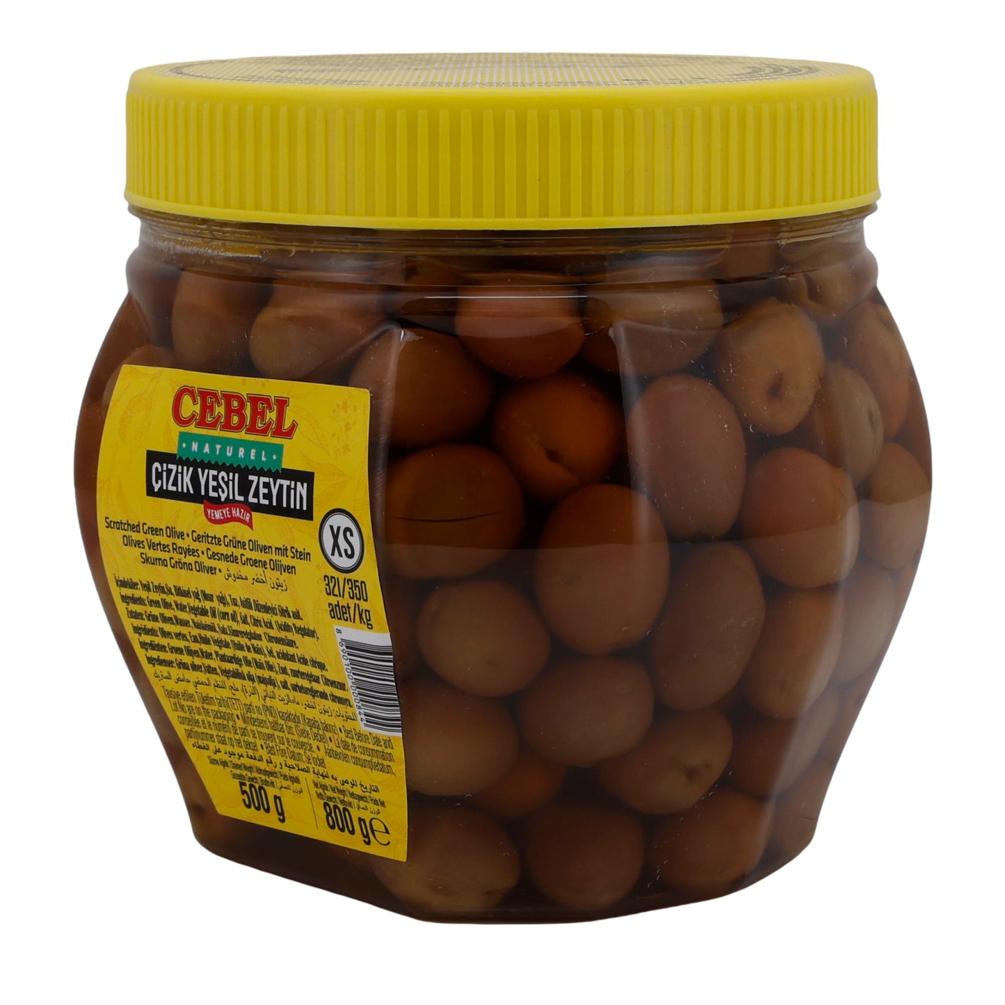 Olive verdi Cebel | Olive incise | Con nocciolo, conservate in salamoia | 800 g