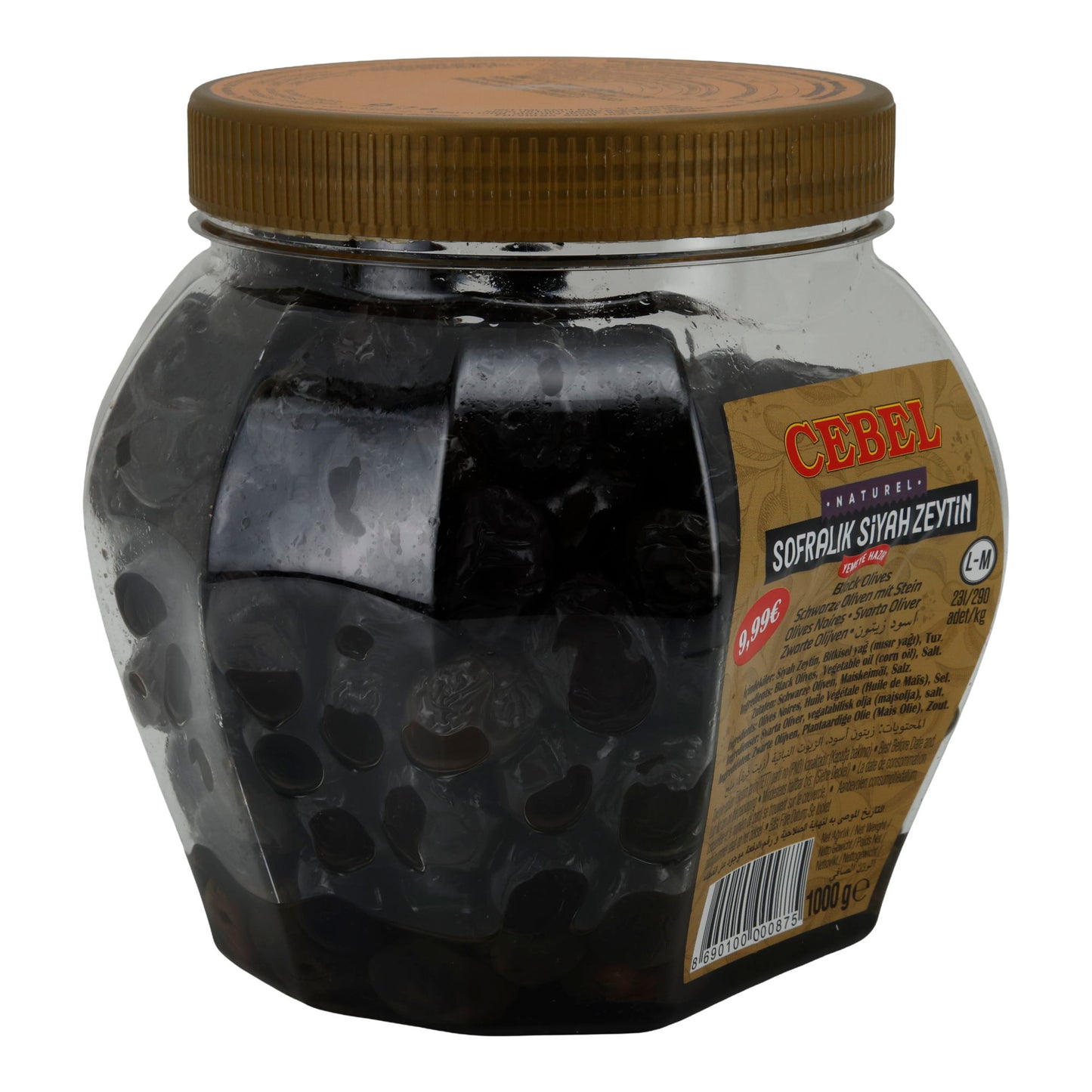 Oliven Cebel | Black Olives with Pit | Natural, Mediterranean | 1000 g Jar