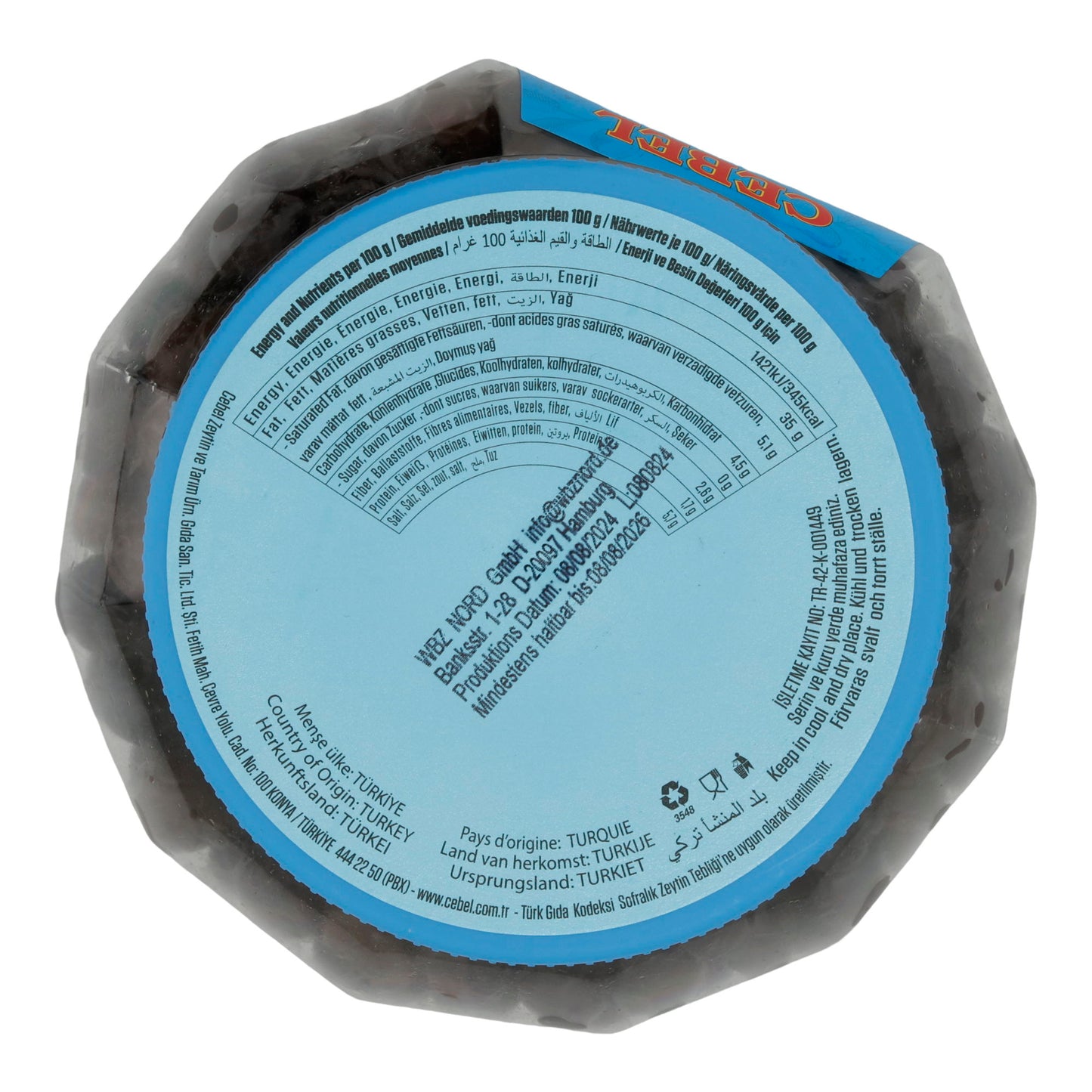 Oliven Cebel | Schwarze Oliven mit Stein | Türkische Spezialität für mediterrane Gerichte | 1000 g