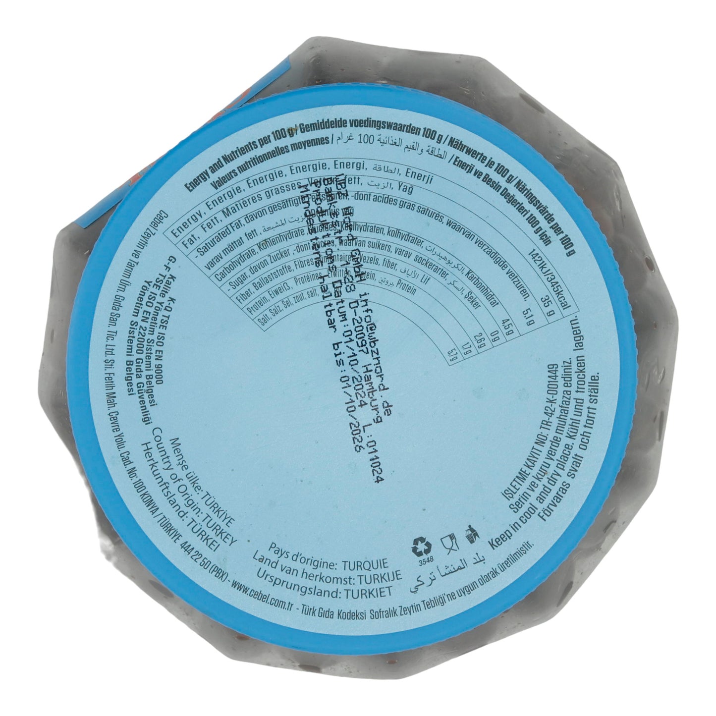 Oliven Cebel | getrocknete | Oliven mit Stein (2XS) | 700 g