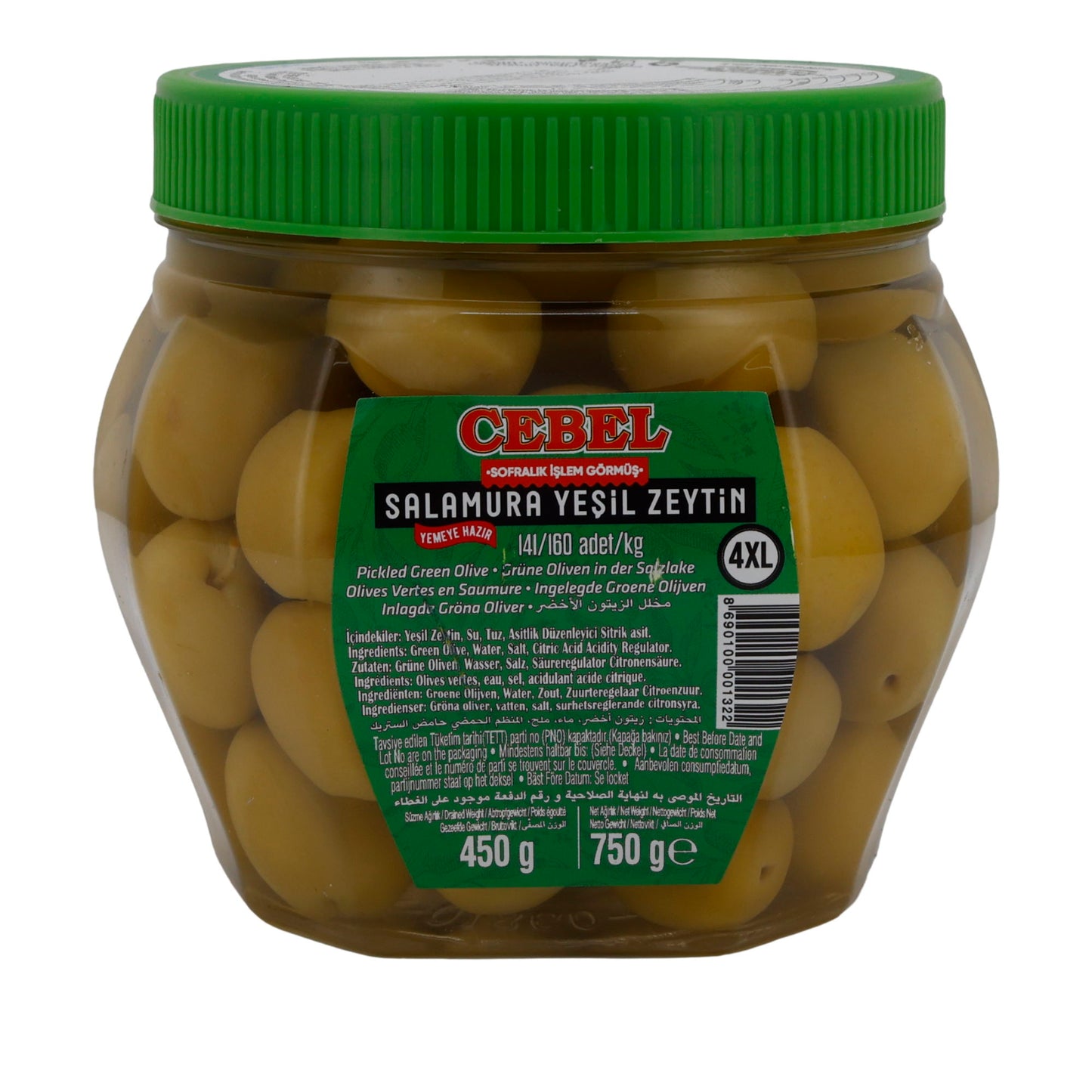 Cebel Green Olives in Brine – 750 g – Intense & Ready to Eat