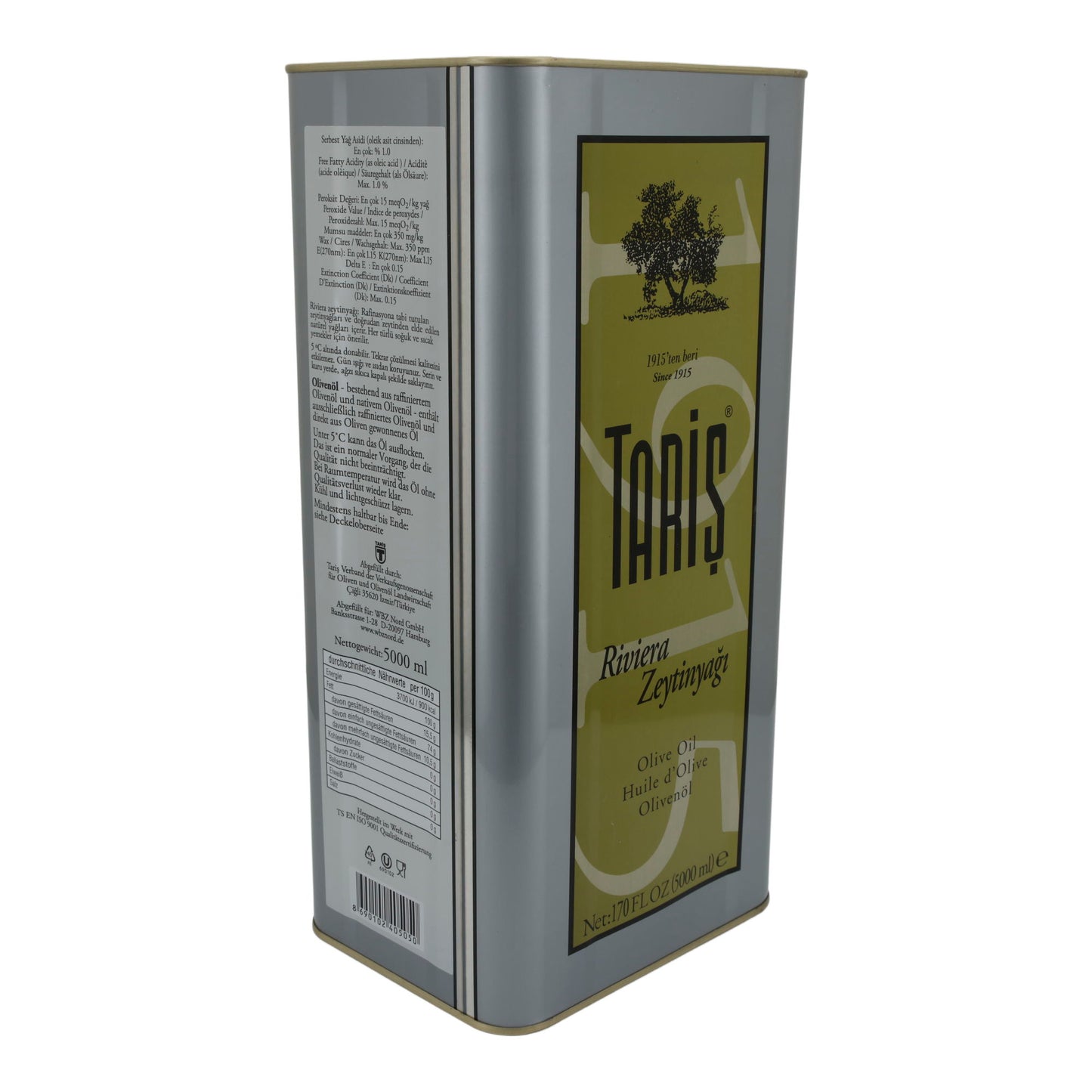 Olio d'oliva Taris Riviera | Olio d'oliva extravergine | Qualità premium | 5 L