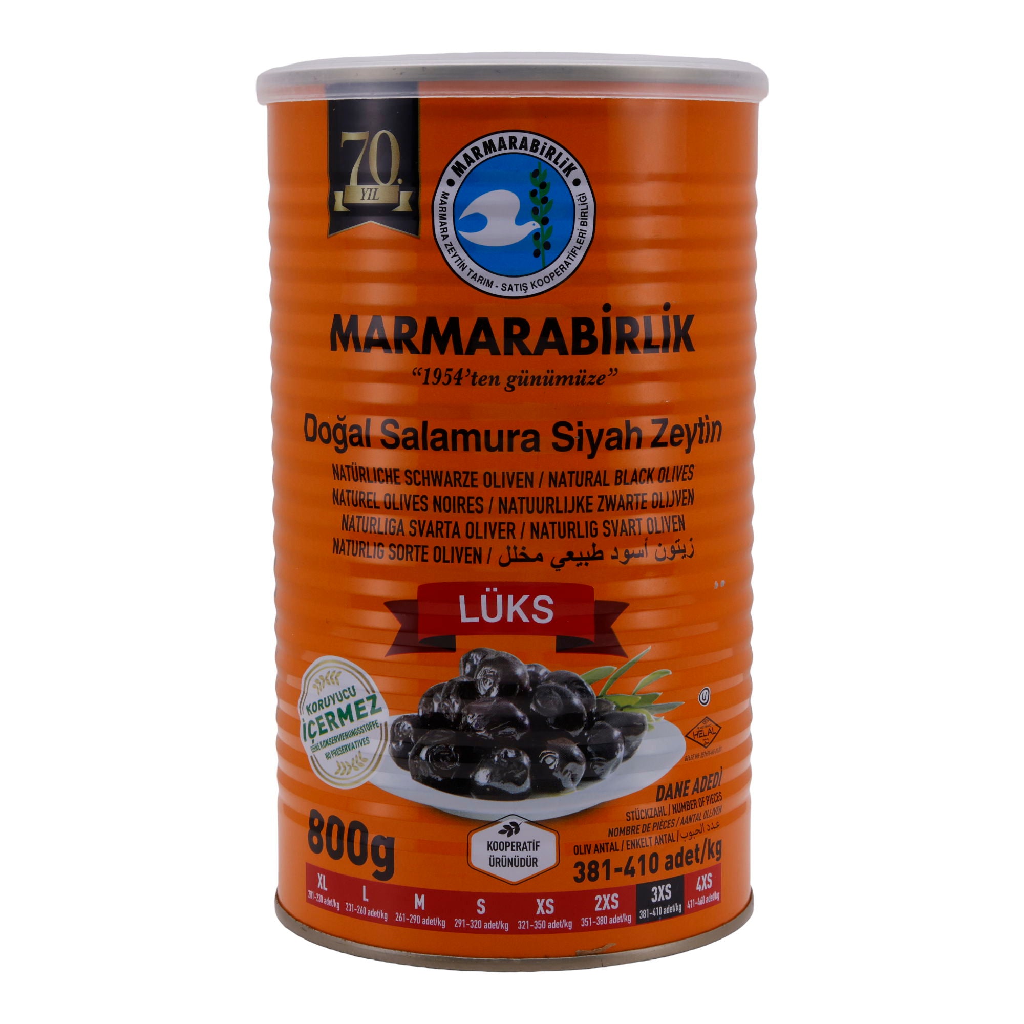 Salamura Siyah Zeytin Marmarabirlik | Natürliche schwarze Oliven | Luxusqualität | 800 g MARMARABIRLIK