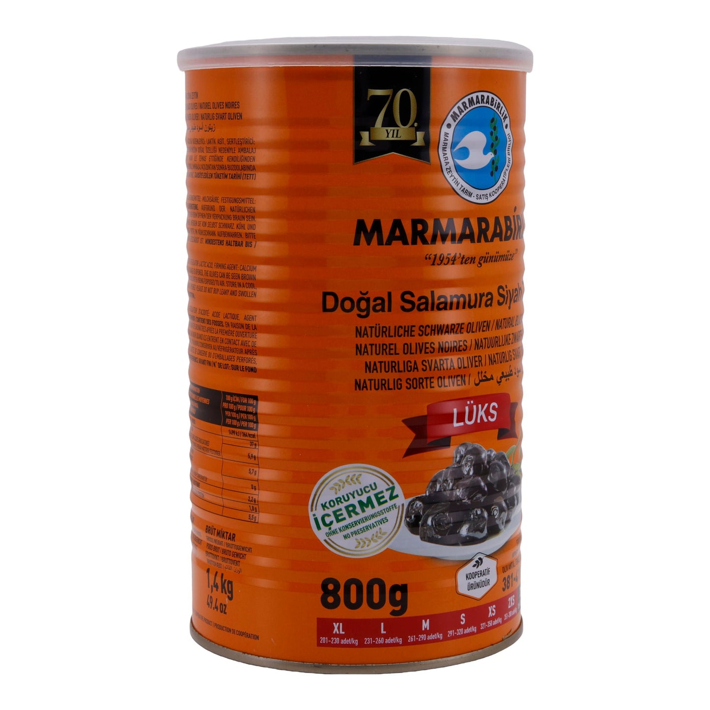 Salamura Siyah Zeytin Marmarabirlik | Natürliche schwarze Oliven | Luxusqualität | 800 g MARMARABIRLIK