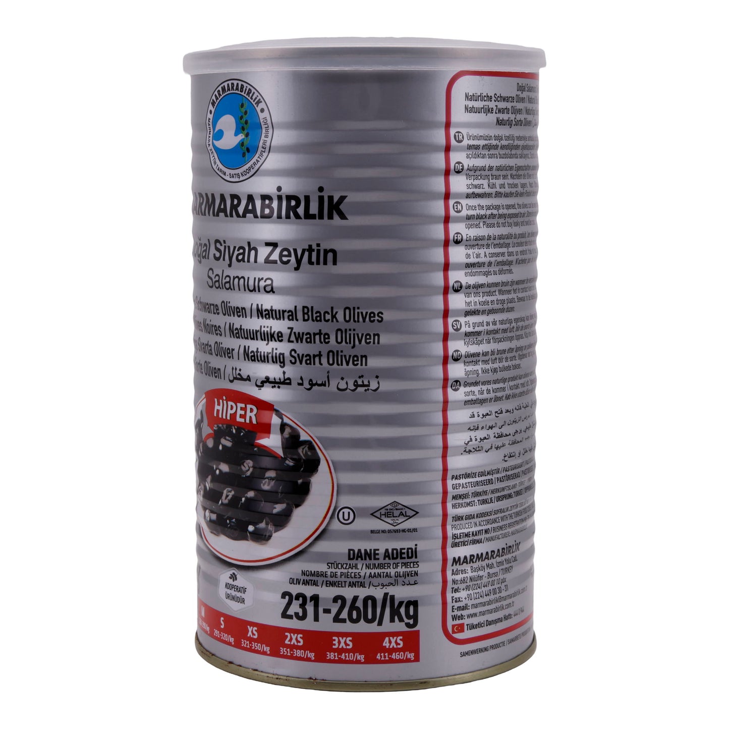 Schwarze Oliven Marmarabirlik | Natuurlijke zwarte olijven | In pekel, HİPER kwaliteit | 800 g blik