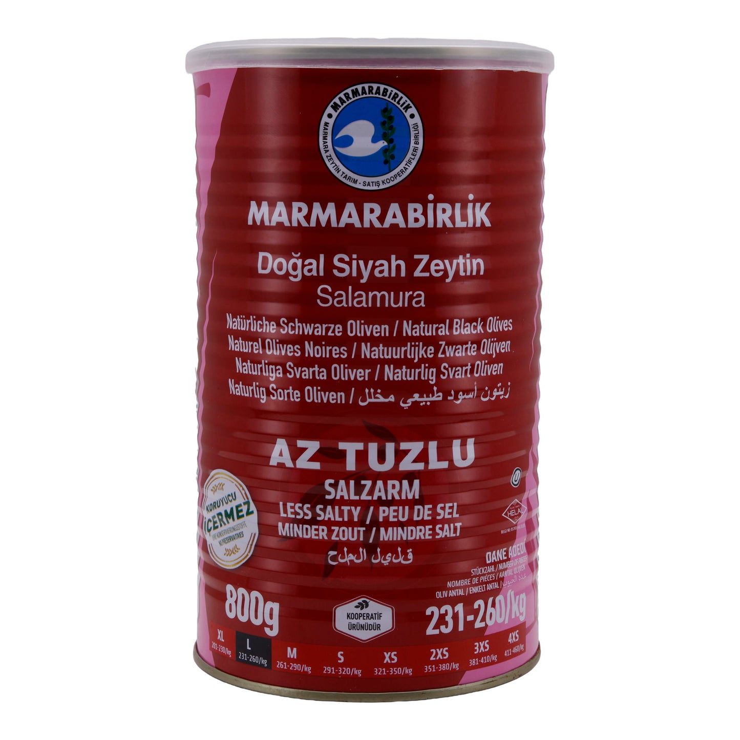 Schwarze Oliven Marmarabirlik | Natuurlijke zwarte olijven | Laag zoutgehalte, traditionele smaak | 800 g